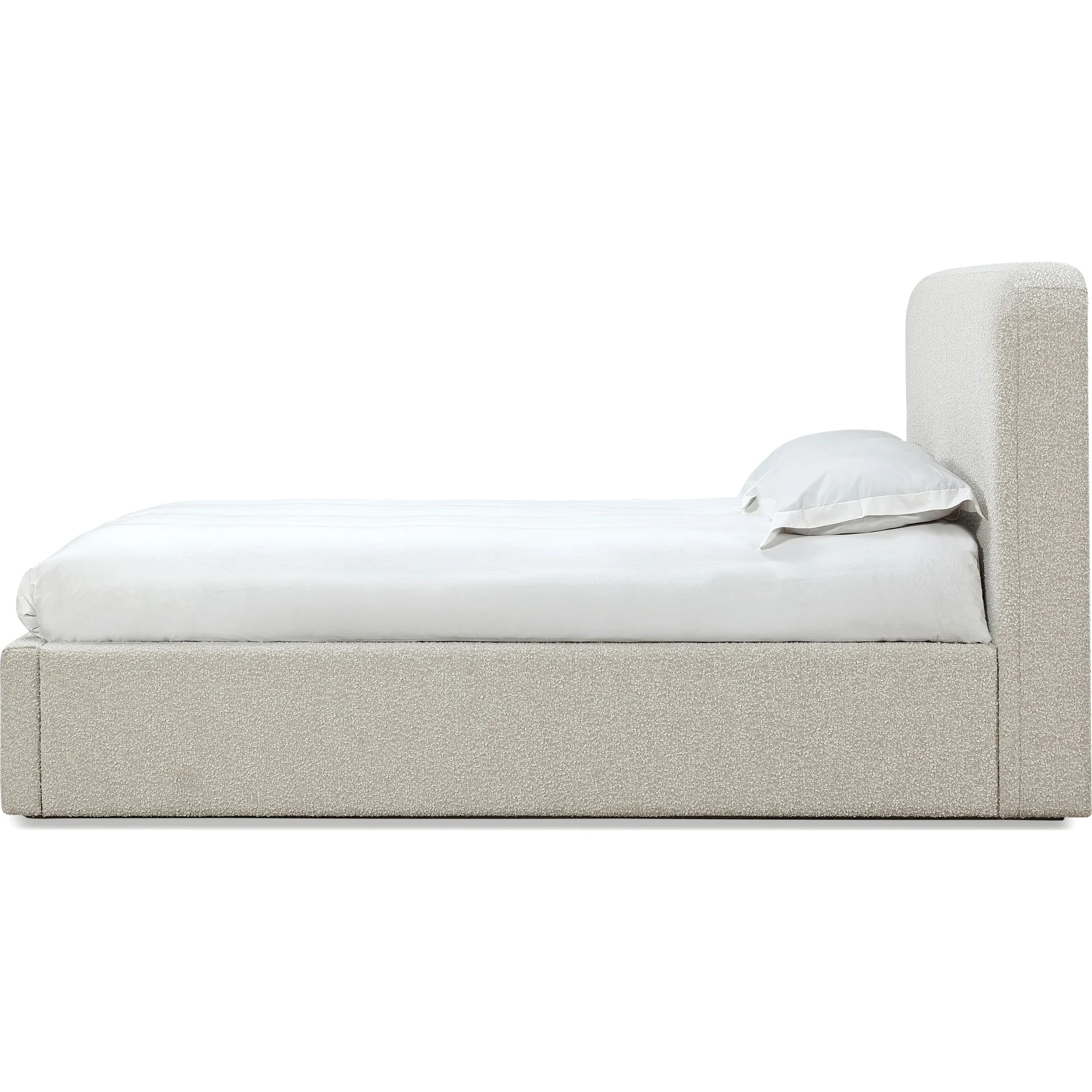 Off-White Upholstered Platform Bed in Ricotta Boucle - Image 7