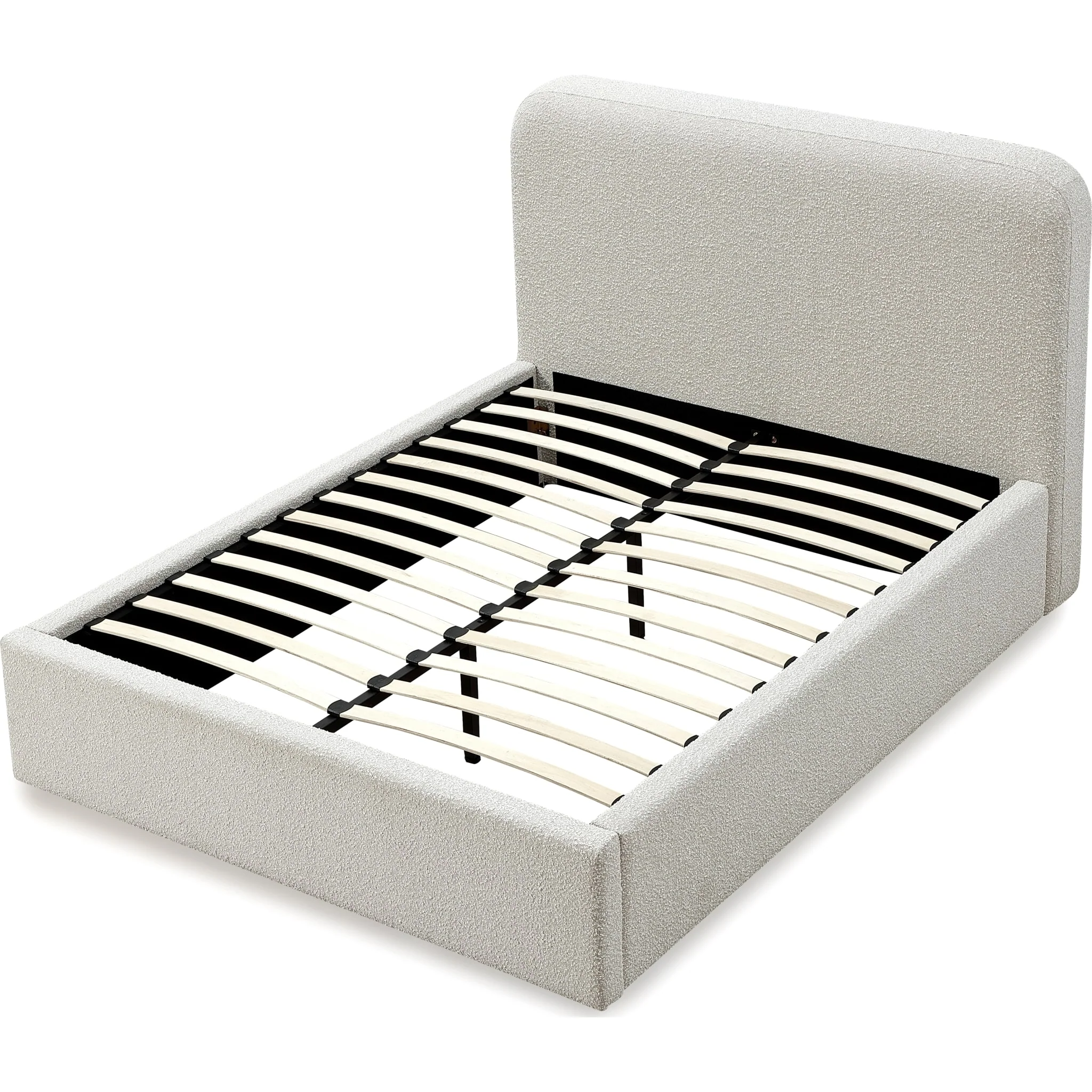Off-White Upholstered Platform Bed in Ricotta Boucle - Image 8