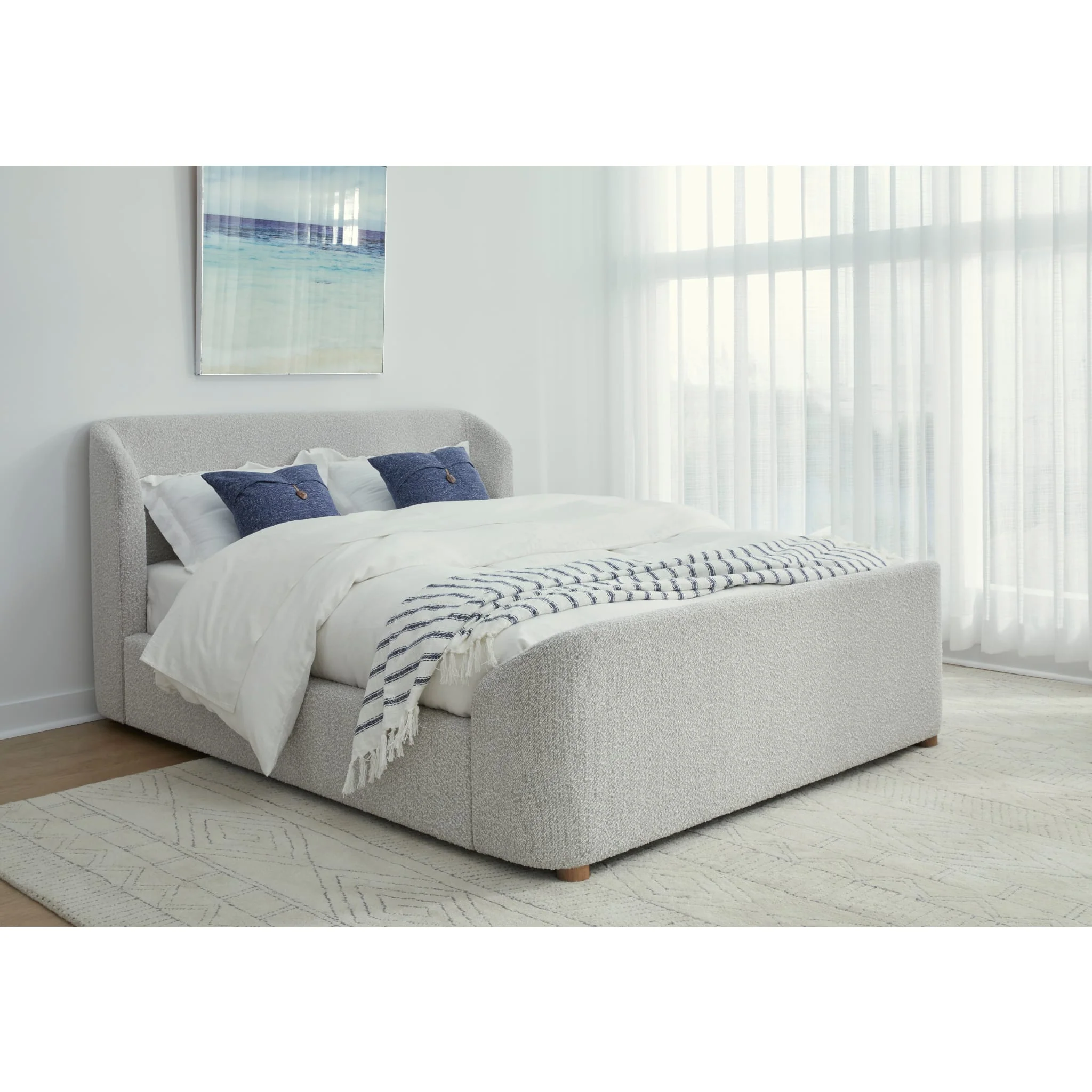 Kiki Upholstered Platform Bed in Cotton Ball Boucle - Image 3