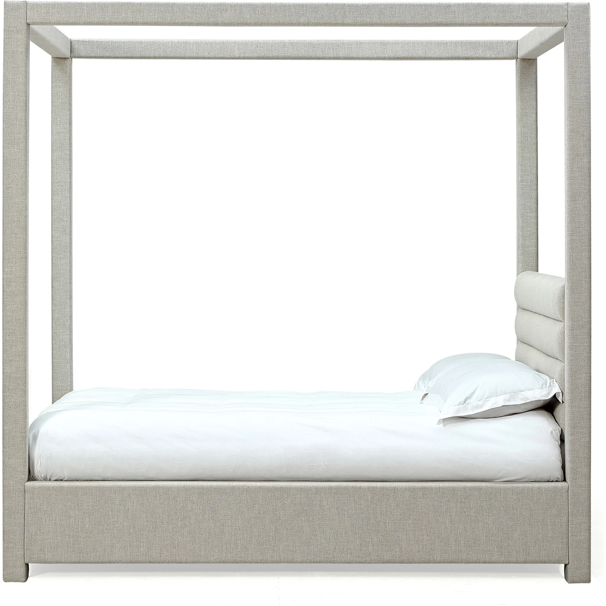 Rockford Upholstered Canopy Bed in Turtle Dove Linen - Image 7