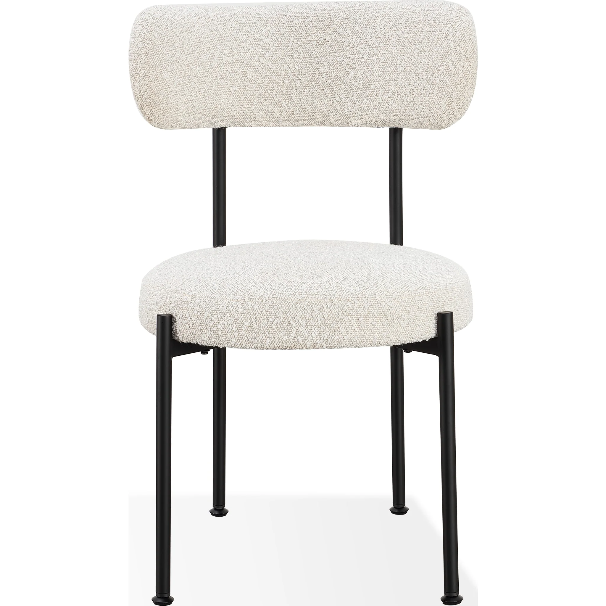 Aere Boucle Upholstered Metal Leg Dining Chair in Ivory and Black - Image 4