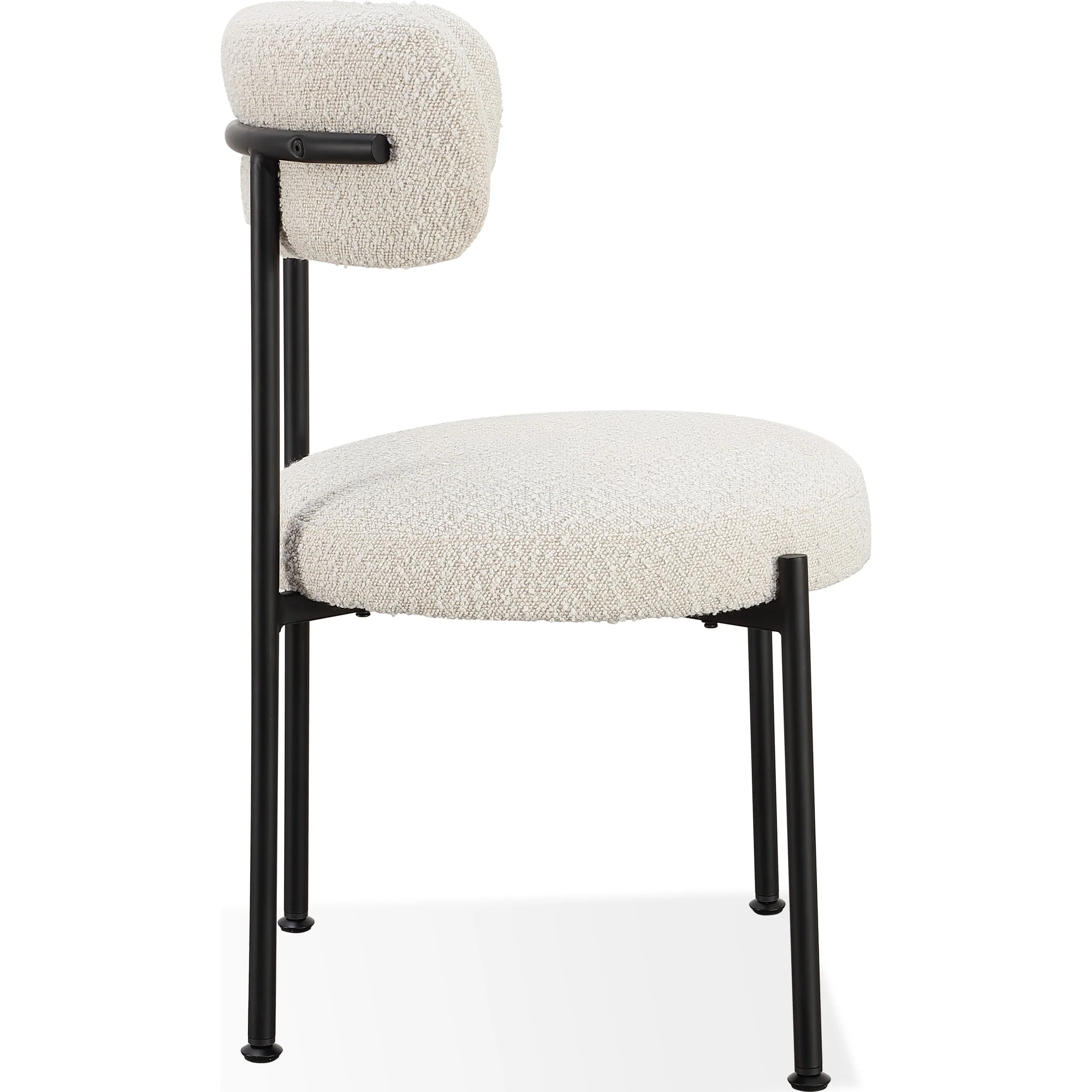 Aere Boucle Upholstered Metal Leg Dining Chair in Ivory and Black - Image 5