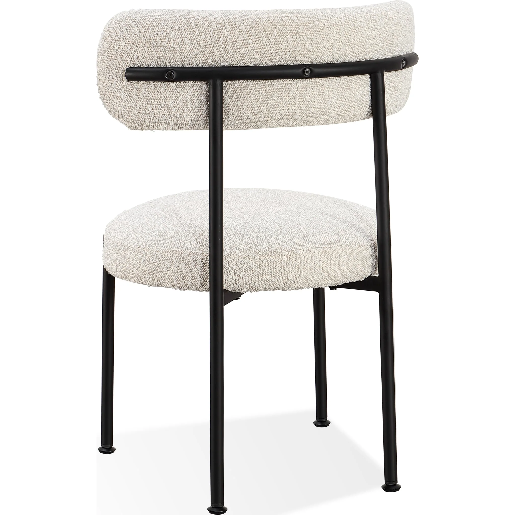 Aere Boucle Upholstered Metal Leg Dining Chair in Ivory and Black - Image 6