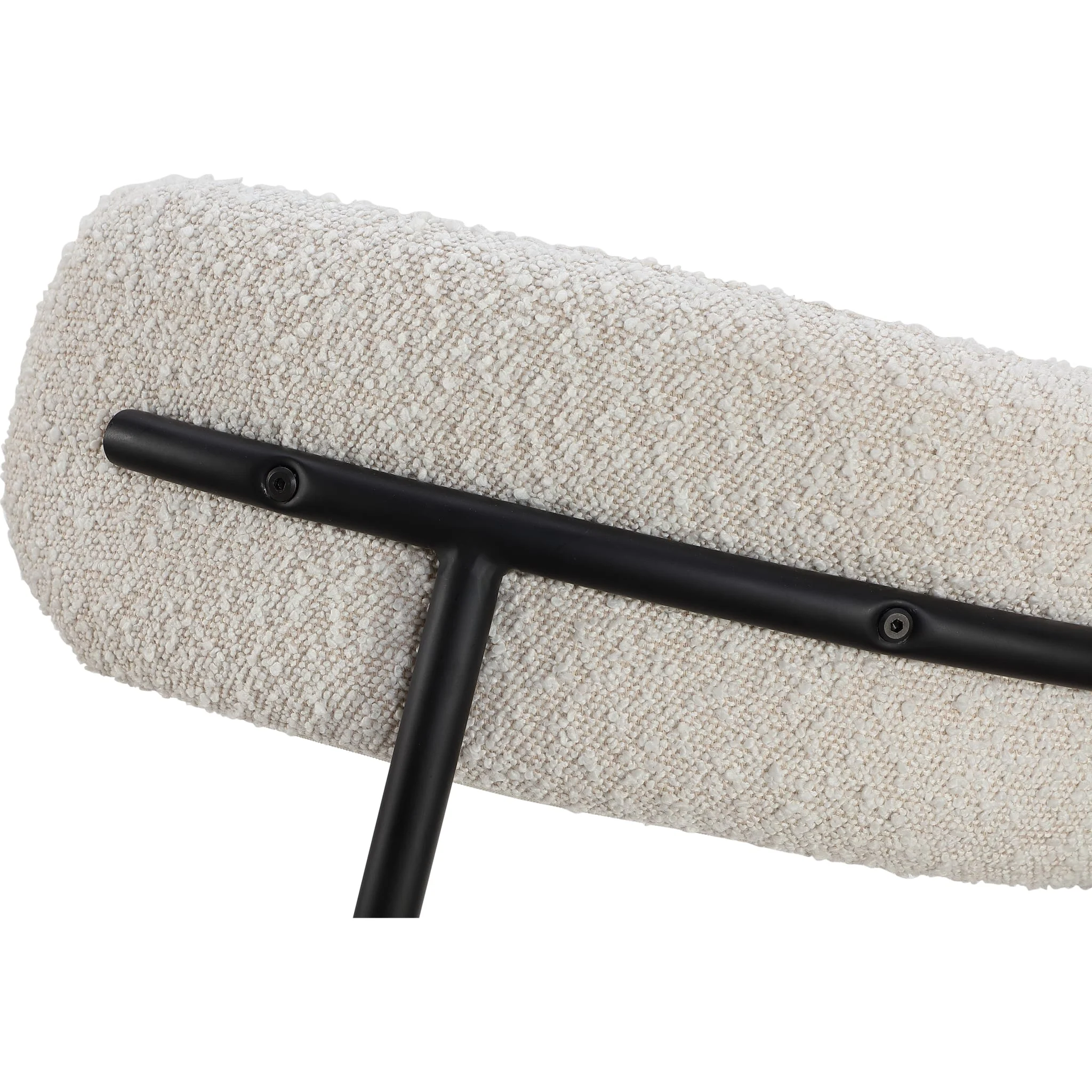 Aere Boucle Upholstered Metal Leg Dining Chair in Ivory and Black - Image 7