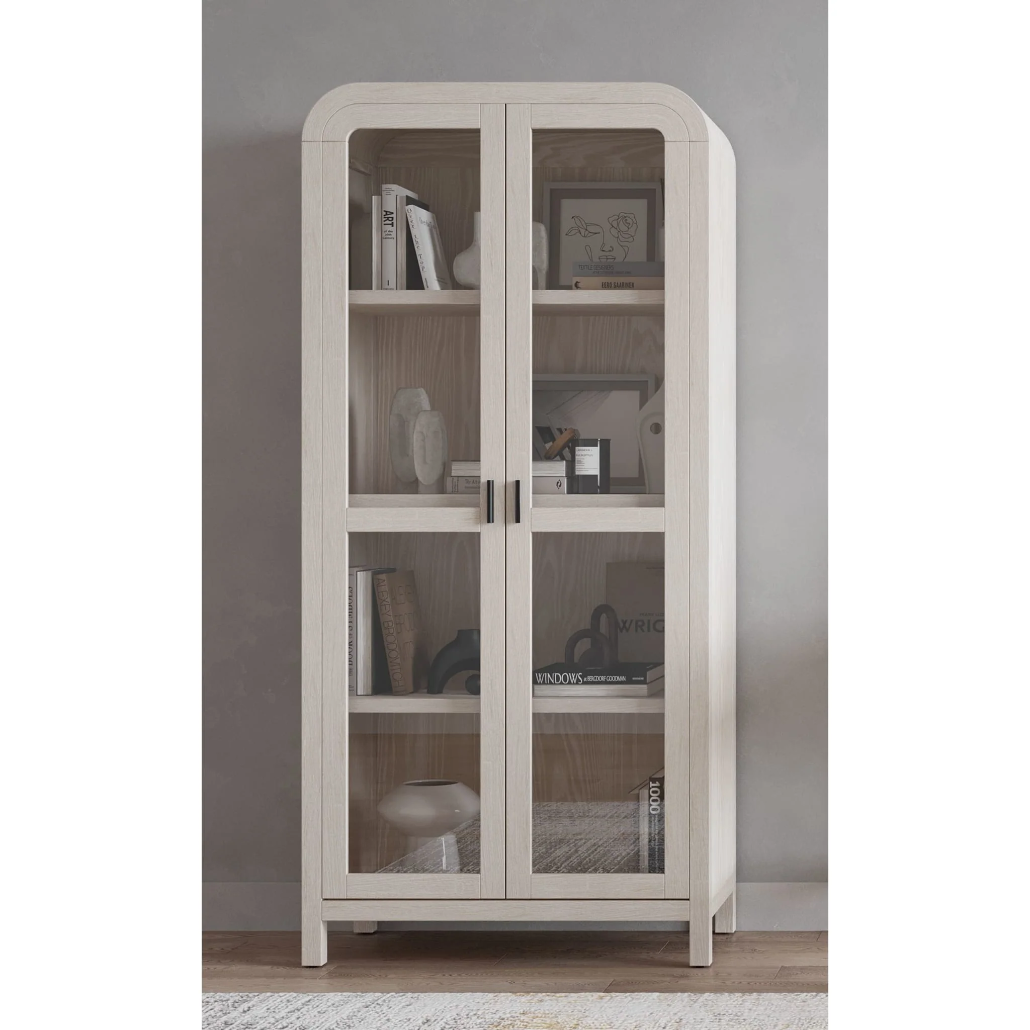 Drake Glass Door Wooden Bookcase in Sugar - Image 4