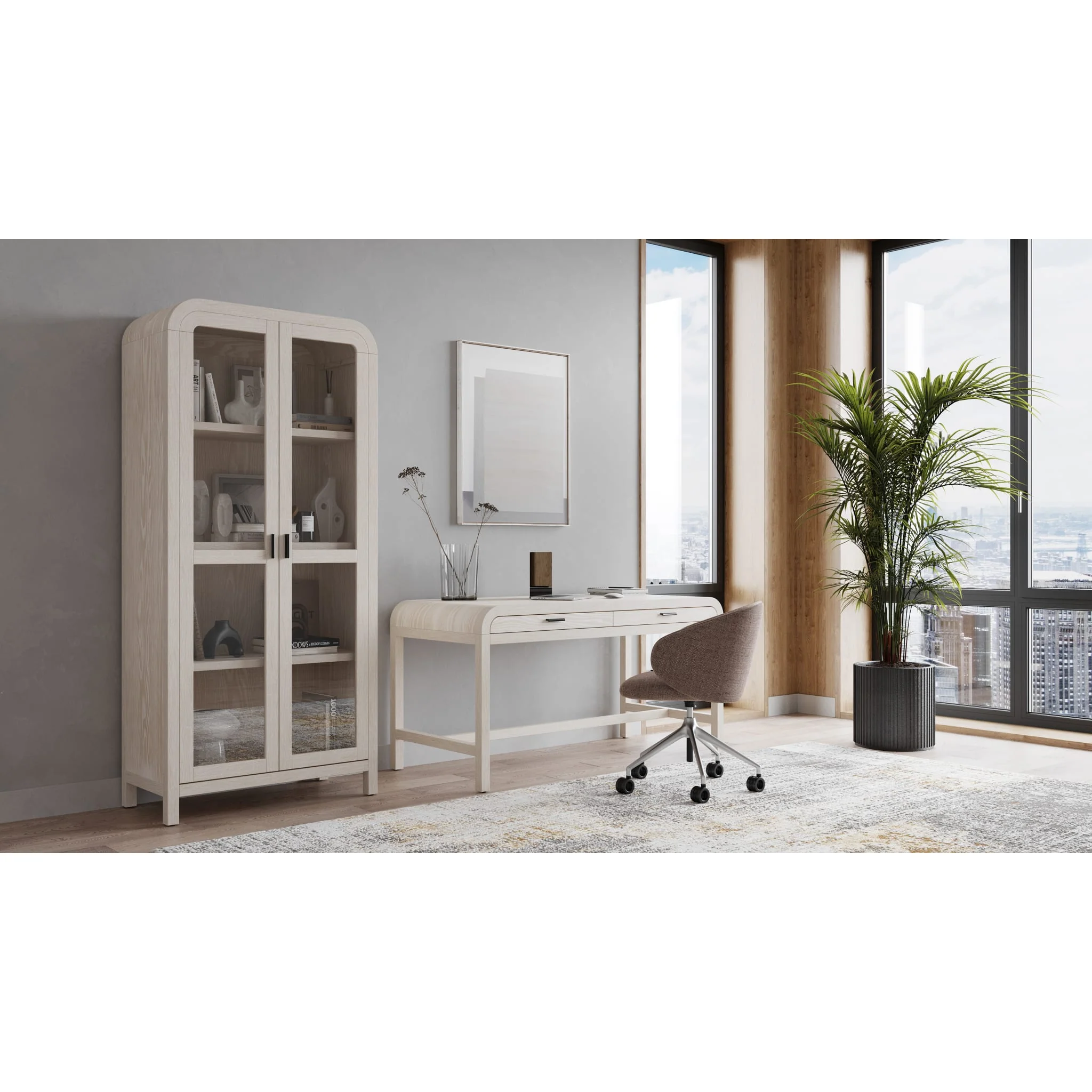 Drake Glass Door Wooden Bookcase in Sugar - Image 5