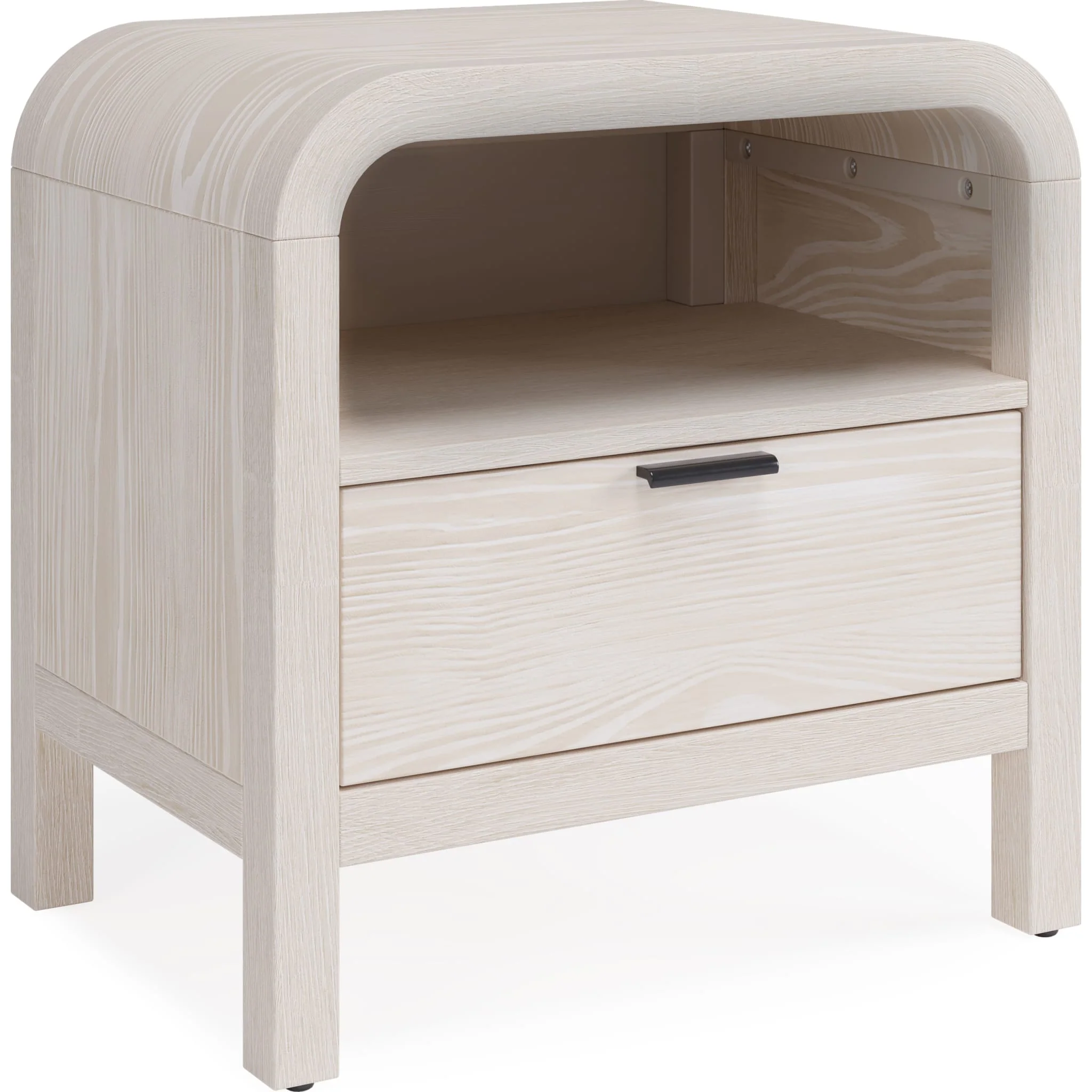 Drake One Drawer One Shelf USB-Charging Nightstand in Sugar - Image 3