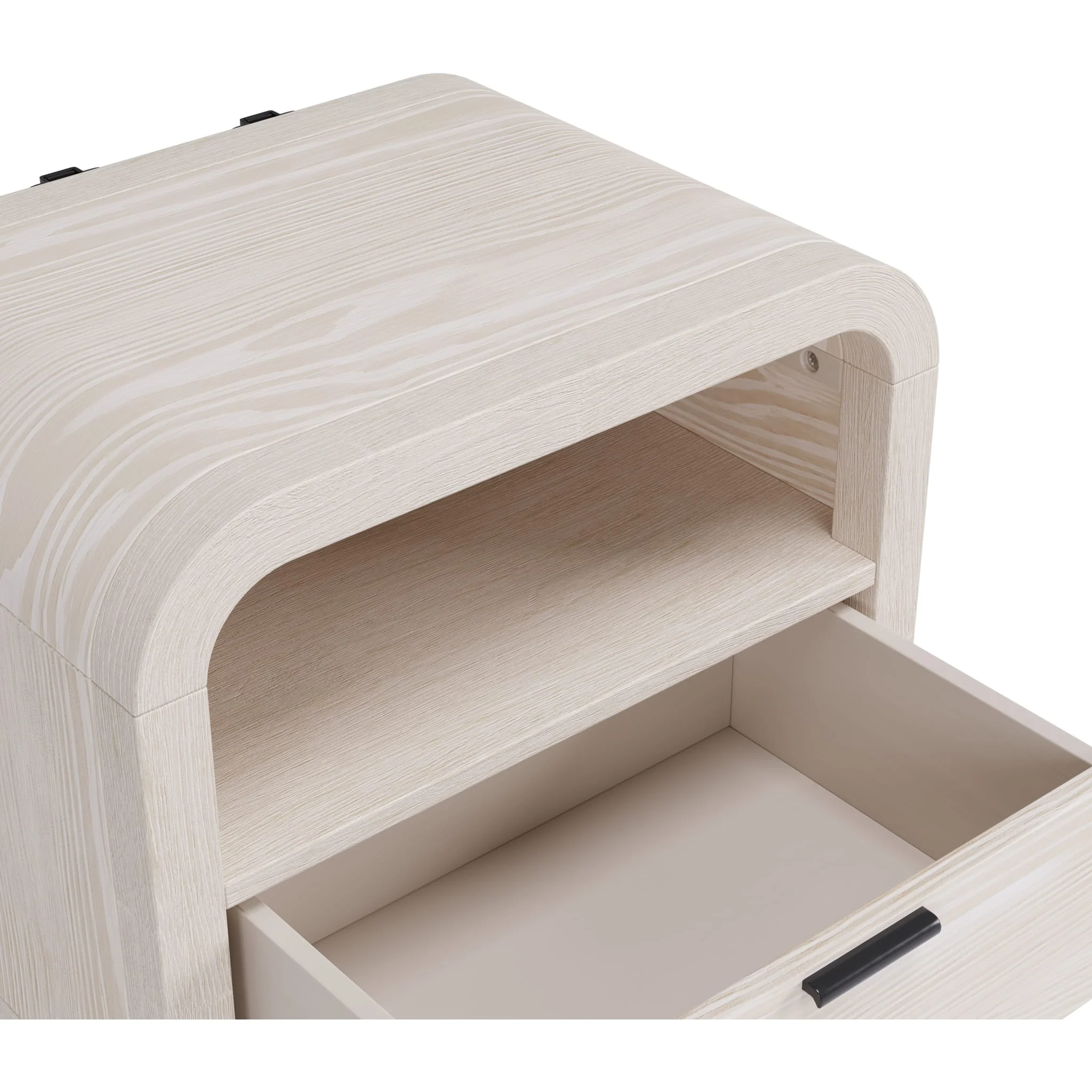 Drake One Drawer One Shelf USB-Charging Nightstand in Sugar - Image 4