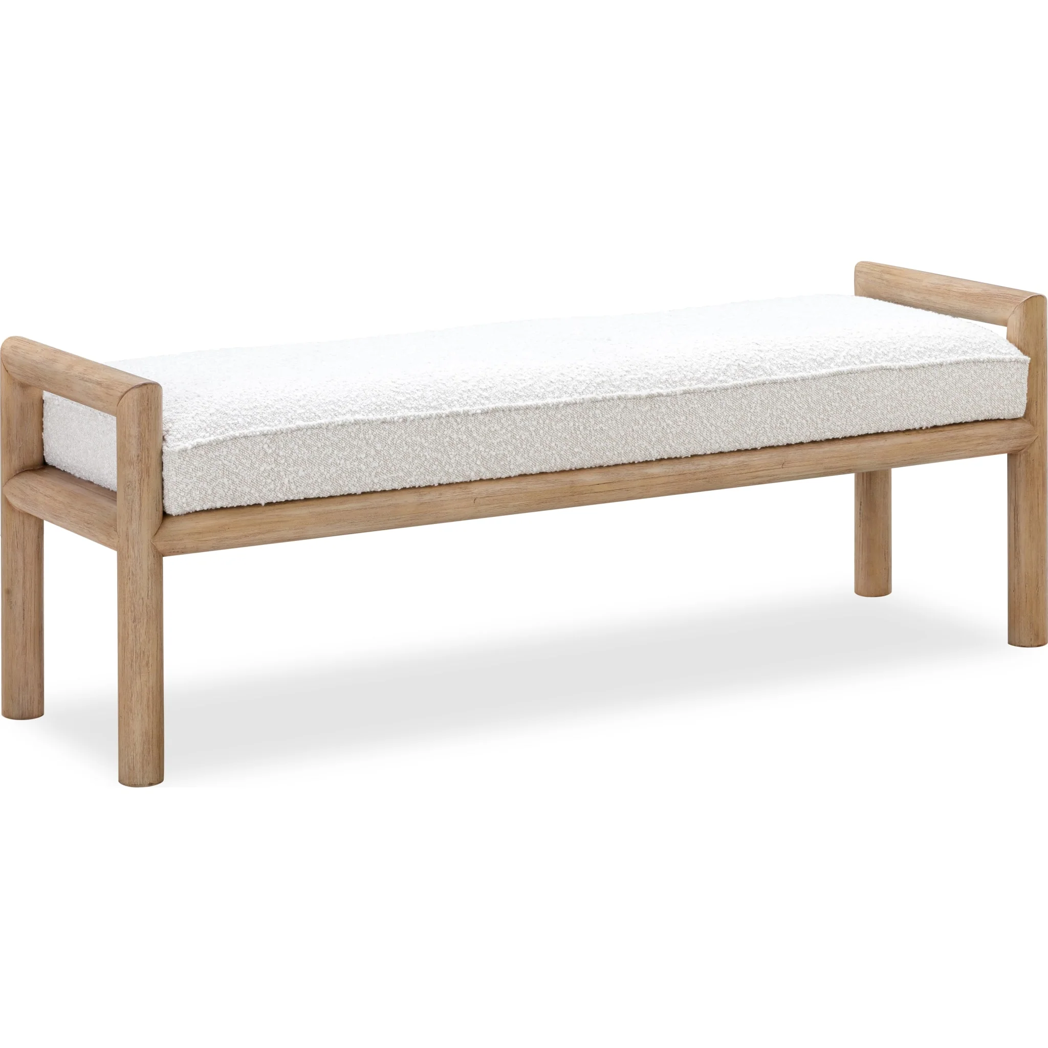 Dorsey Boucle Upholstered Wooden Bench in Granola and Ricotta - Image 3