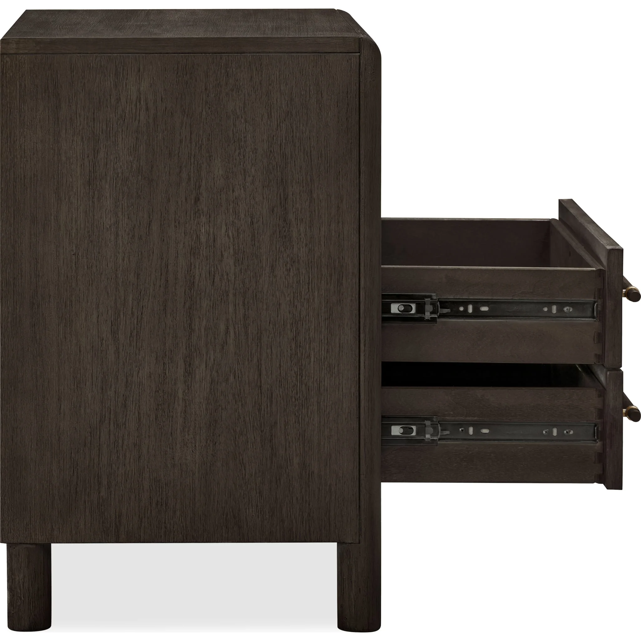 Dorsey Two Drawer USB-charging Nightstand in Basalt Grey - Image 4