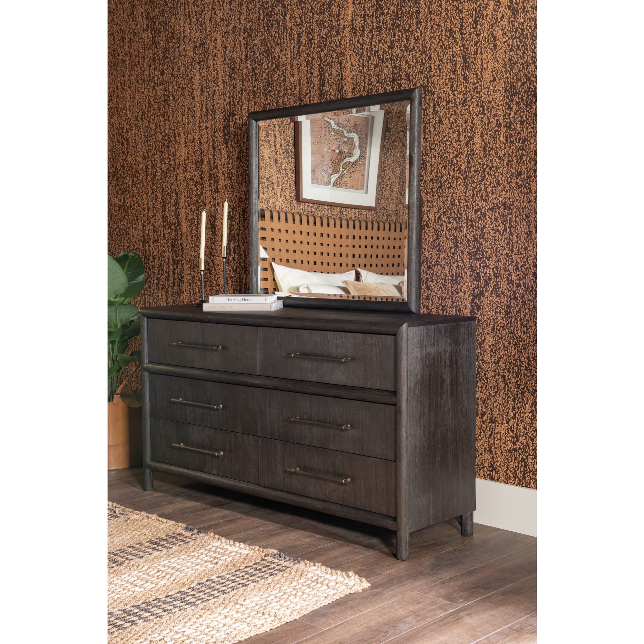 Dorsey Solid Wood and Glass Mirror in Basalt Grey - Image 3