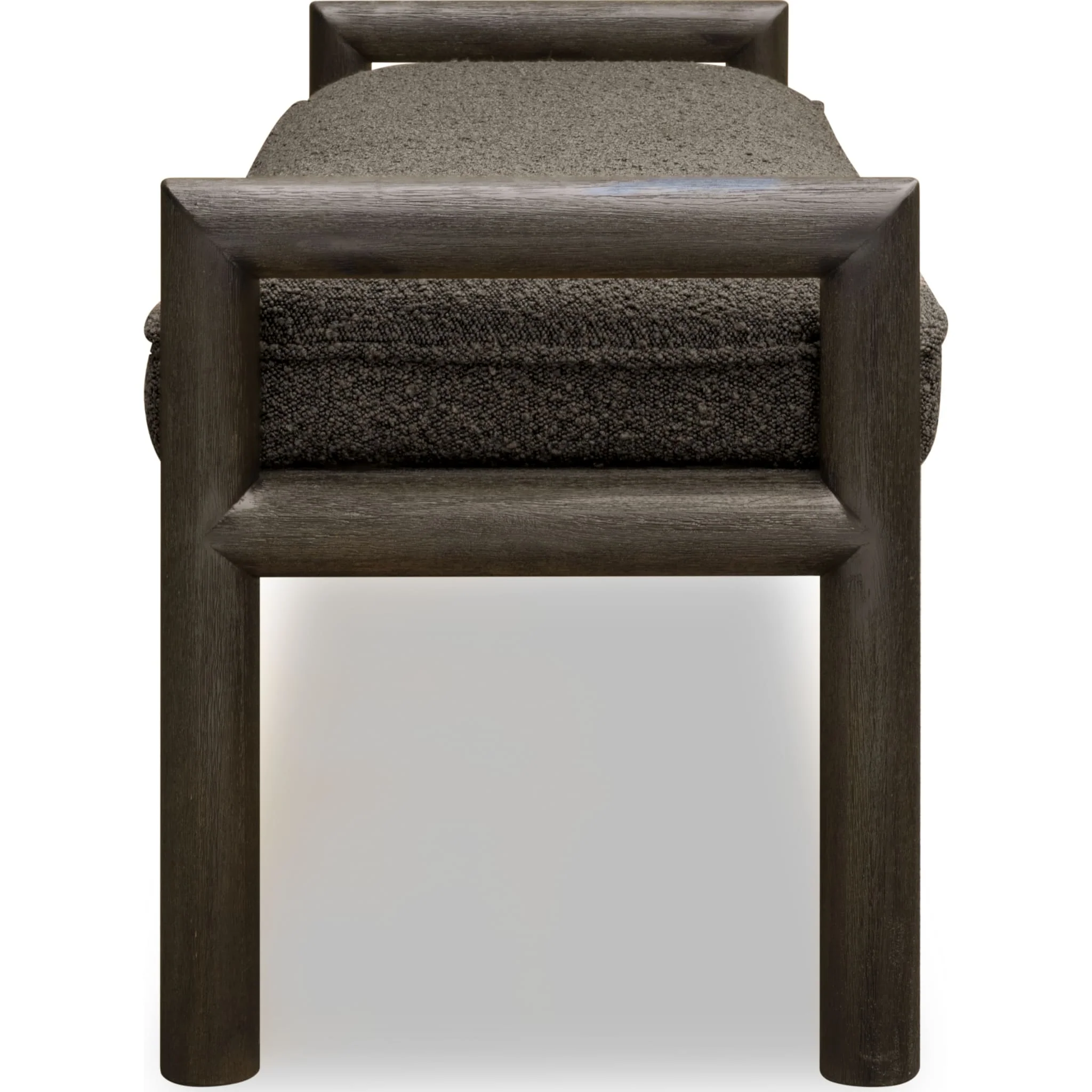 Dorsey Boucle Upholstered Wooden Bench in Basalt Grey and Pumpernickel - Image 3