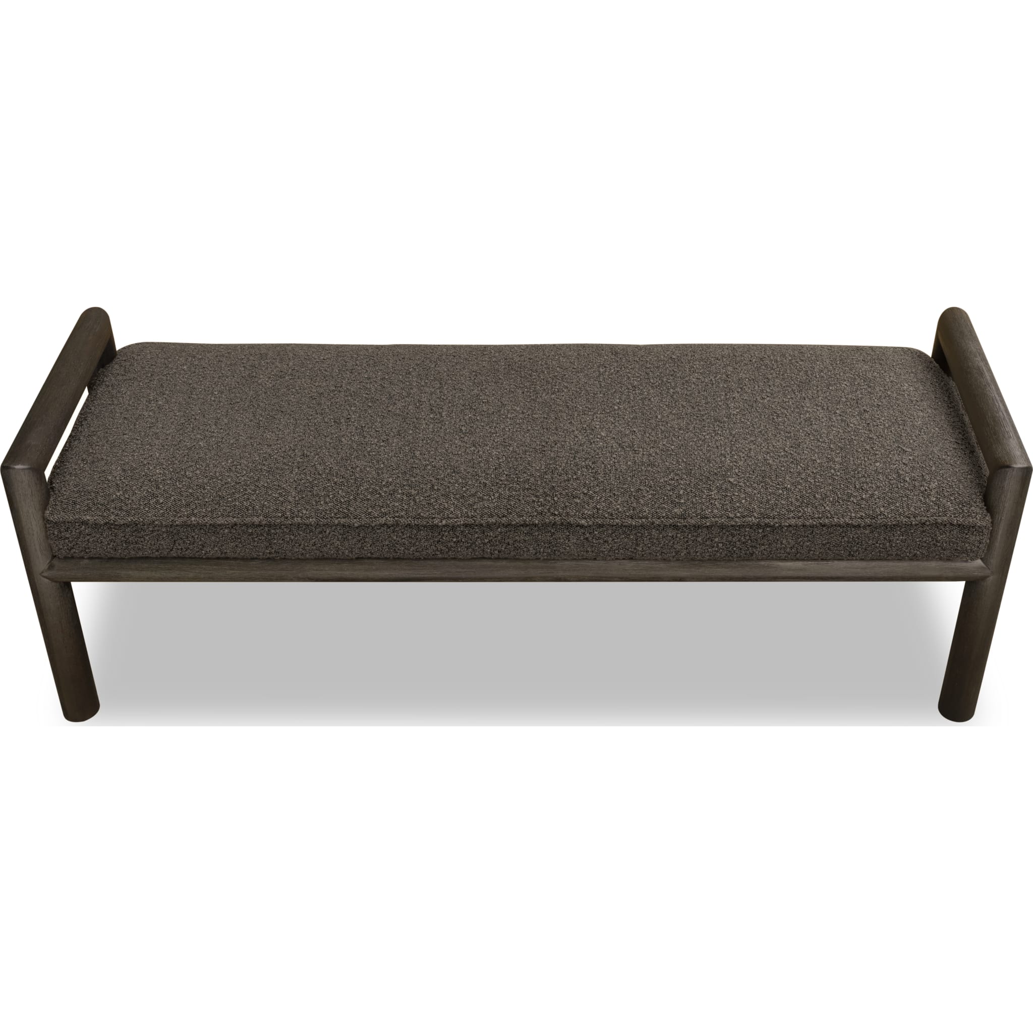 Dorsey Boucle Upholstered Wooden Bench in Basalt Grey and Pumpernickel - Image 4
