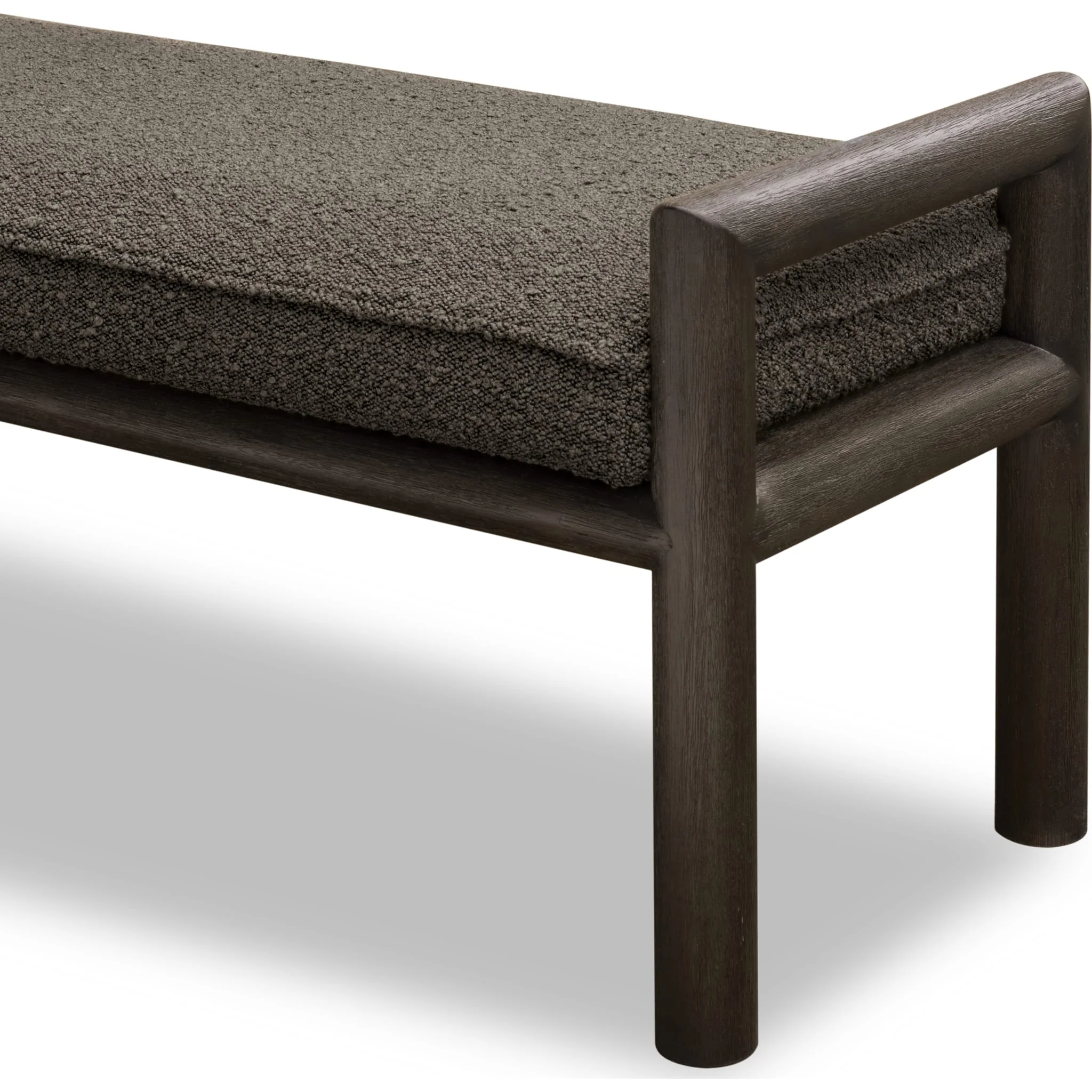 Dorsey Boucle Upholstered Wooden Bench in Basalt Grey and Pumpernickel - Image 7