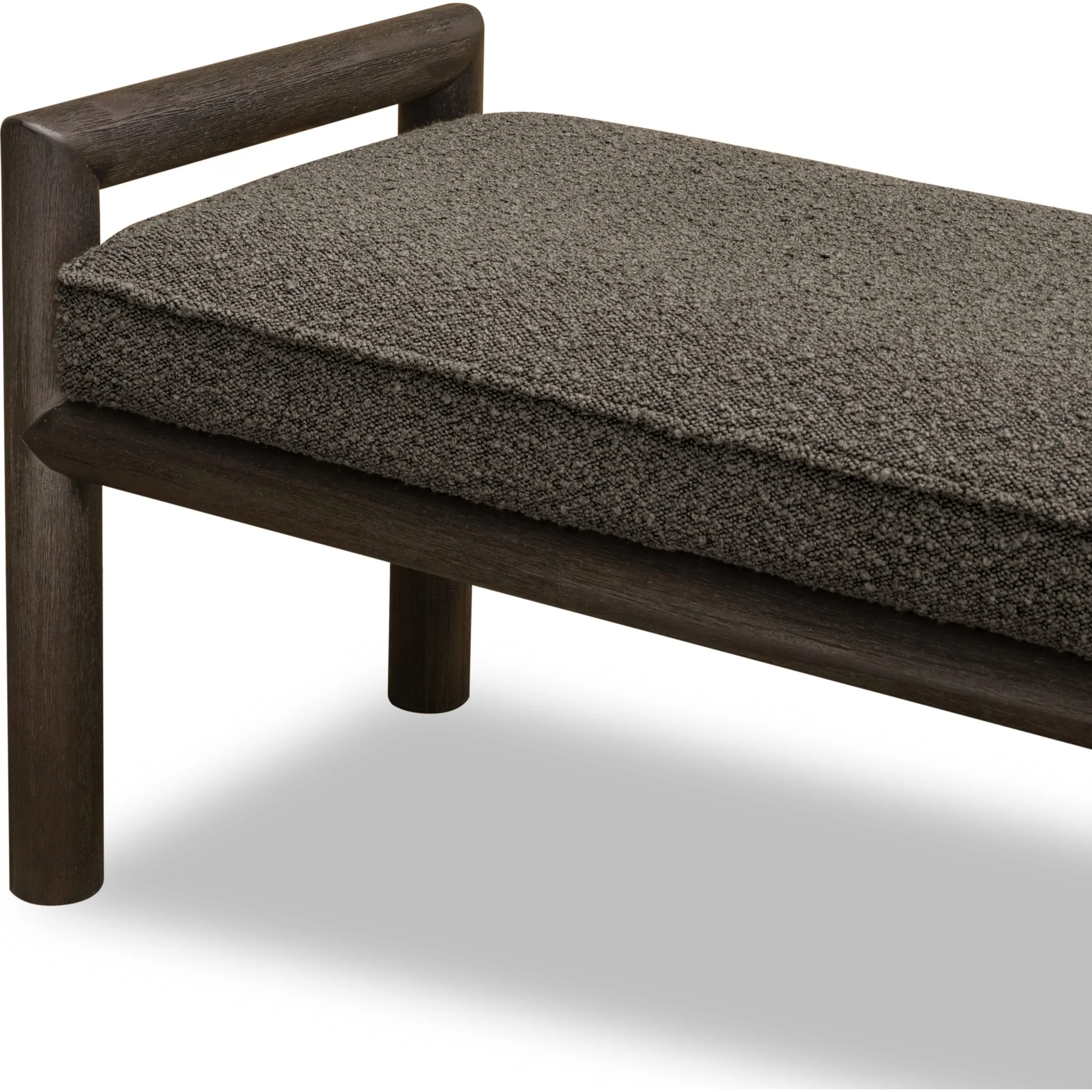 Dorsey Boucle Upholstered Wooden Bench in Basalt Grey and Pumpernickel - Image 8