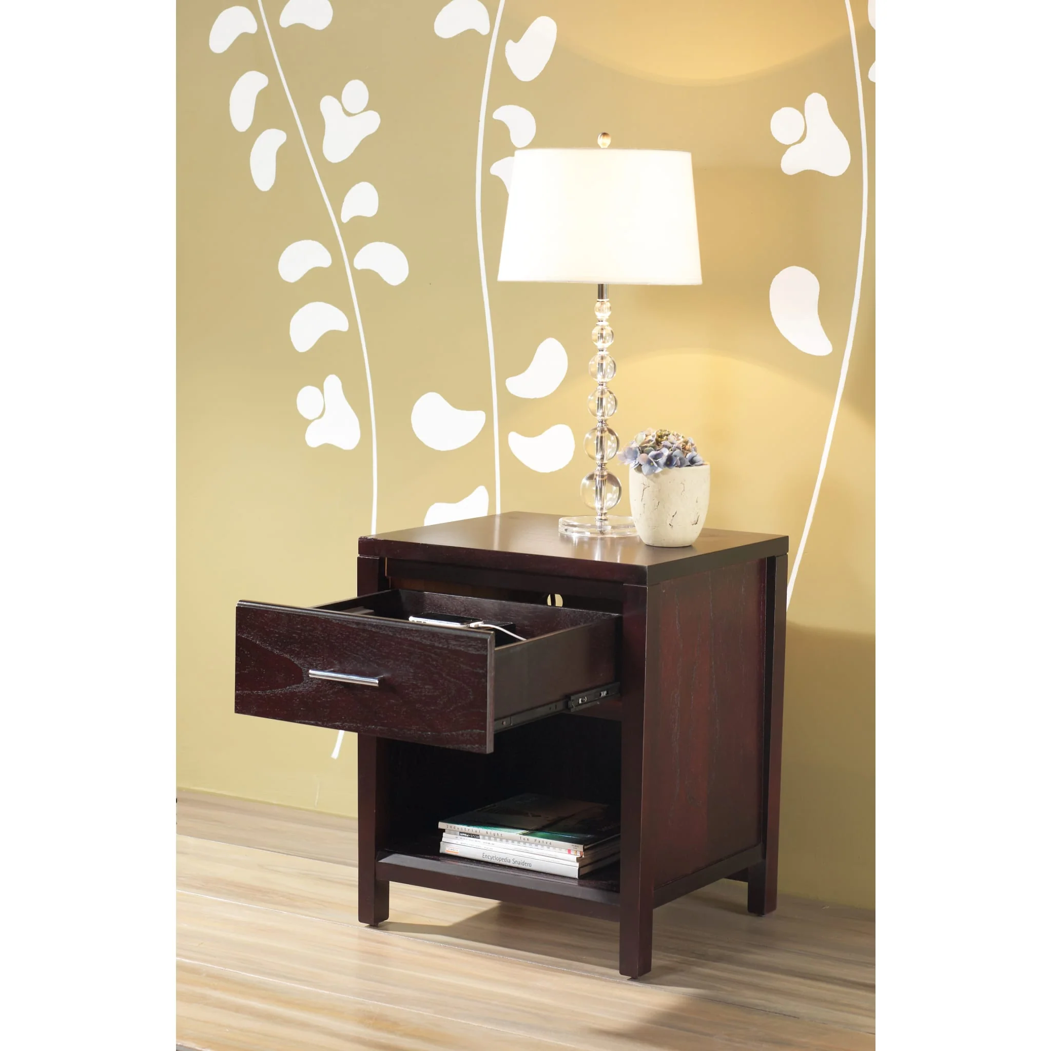 Nevis Charging Station Nightstand in Espresso - Image 3