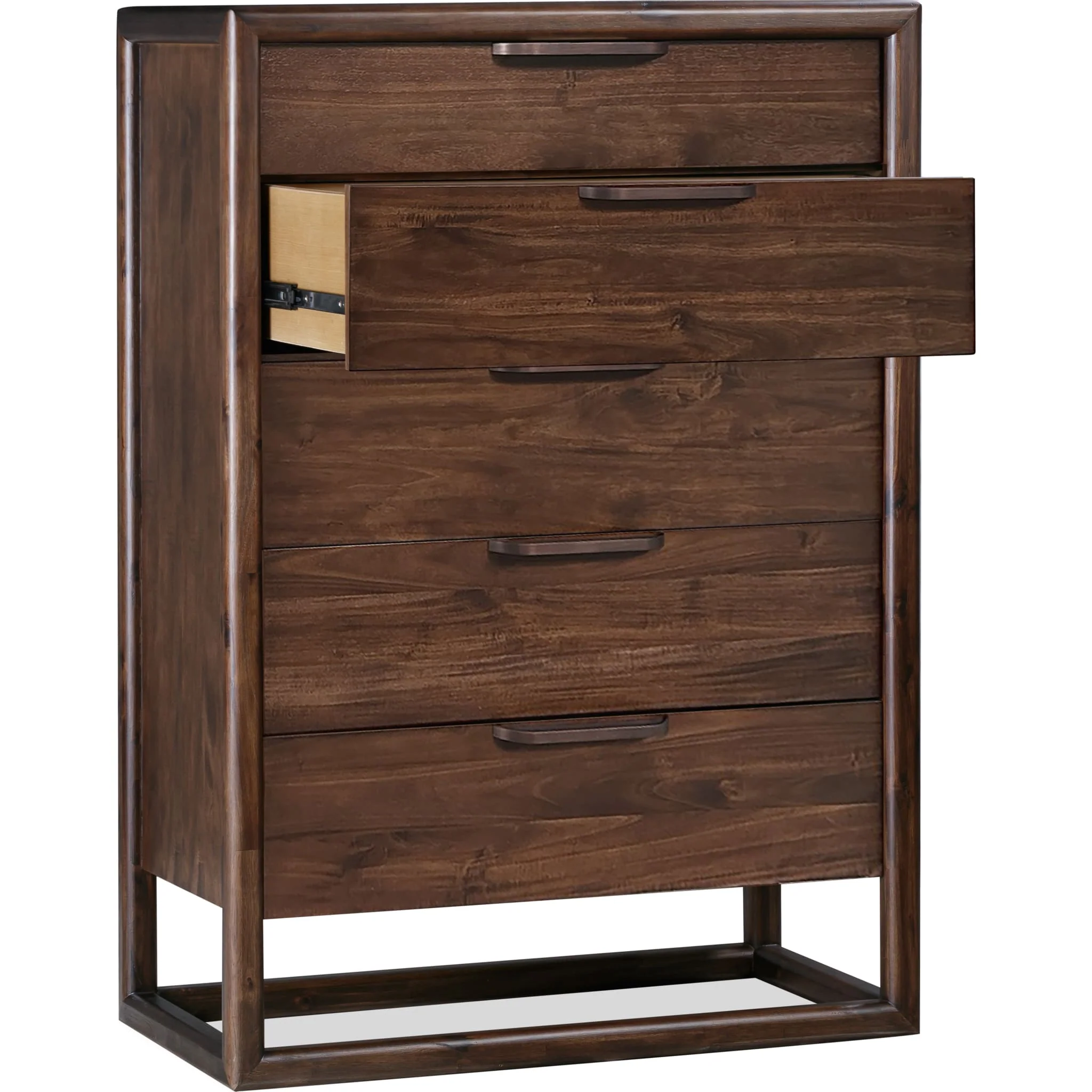 Sol Five Drawer Acacia Wood Chest in Brown Spice - Image 4