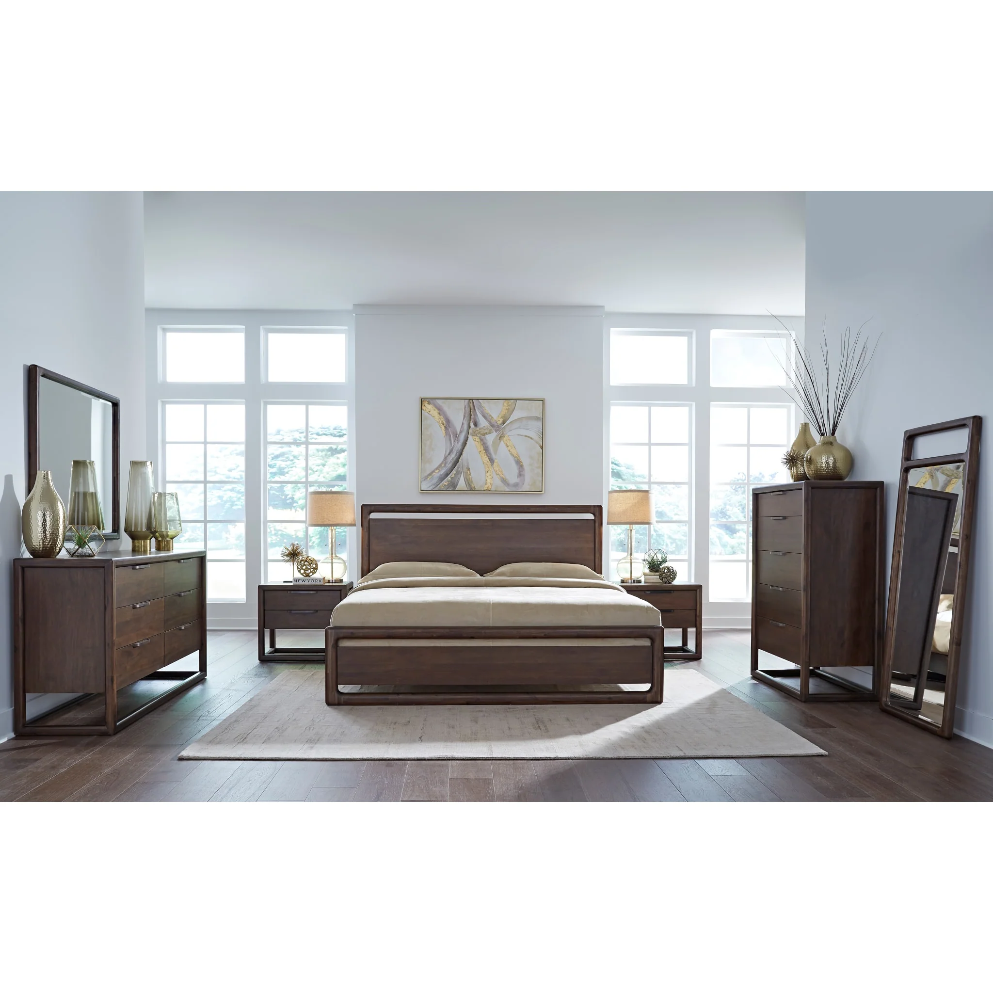 Sol Five Drawer Acacia Wood Chest in Brown Spice - Image 6