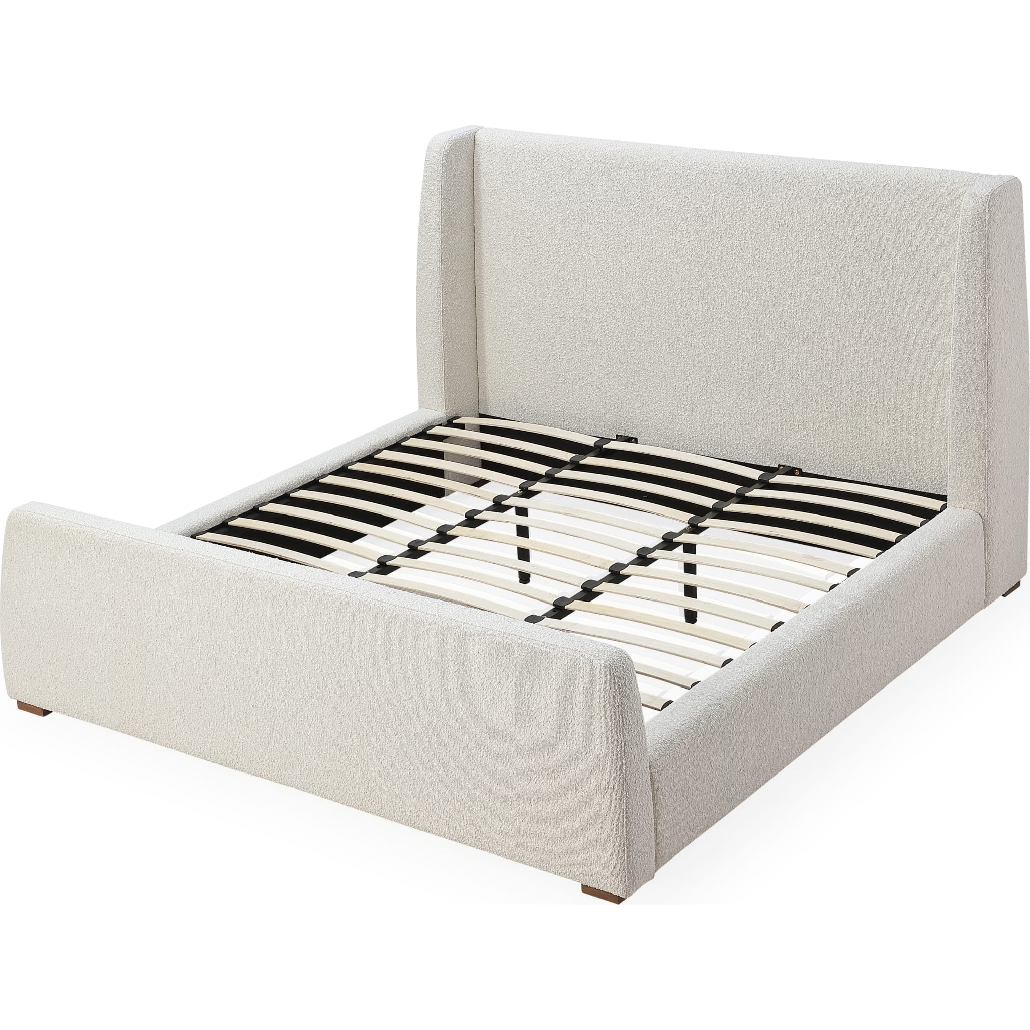 Presley Upholstered Wingback Platform Bed in Cottage Cheese Boucle - Image 7
