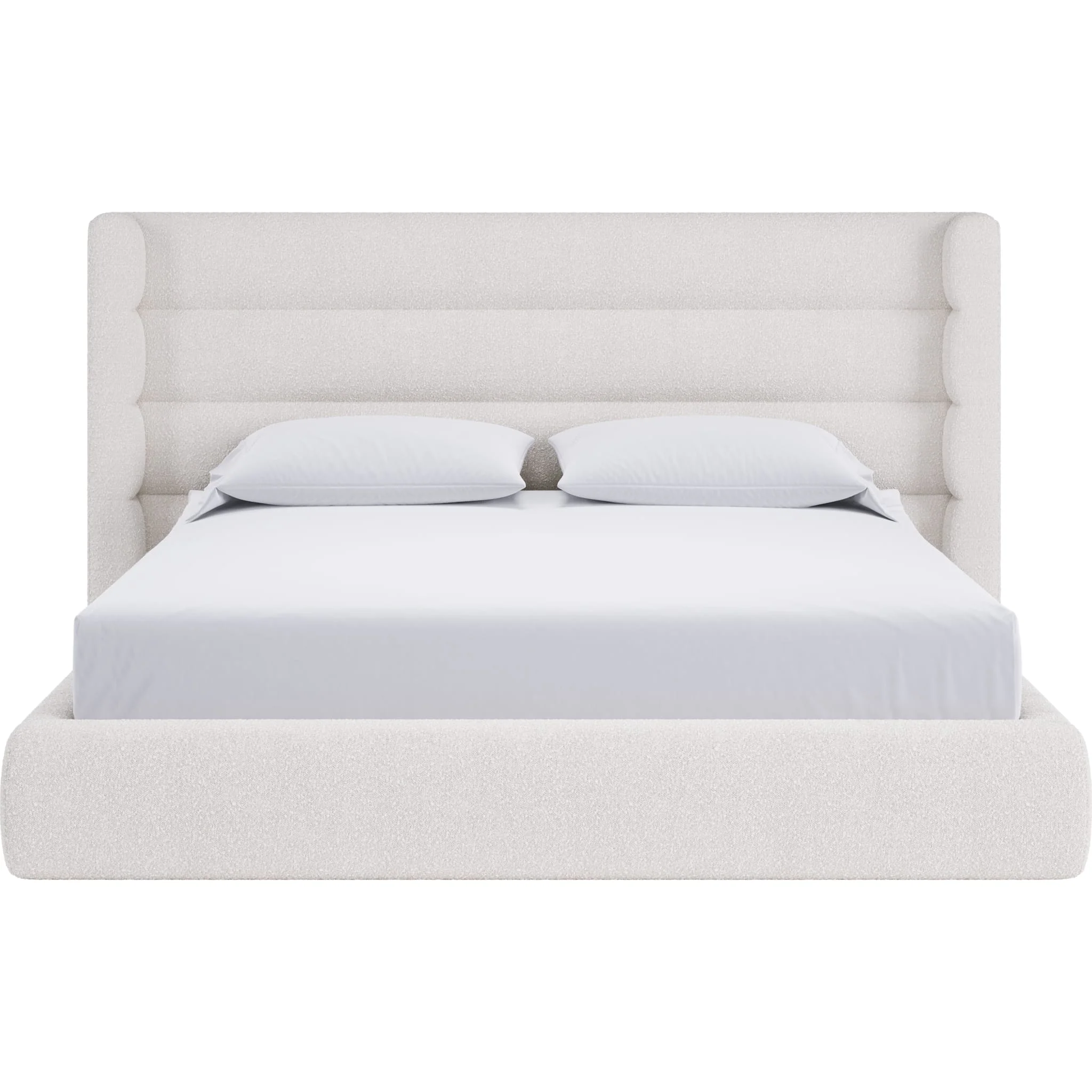 Frank Upholstered Wingback Platform Bed in Cottage Cheese Boucle (2026) - Image 5