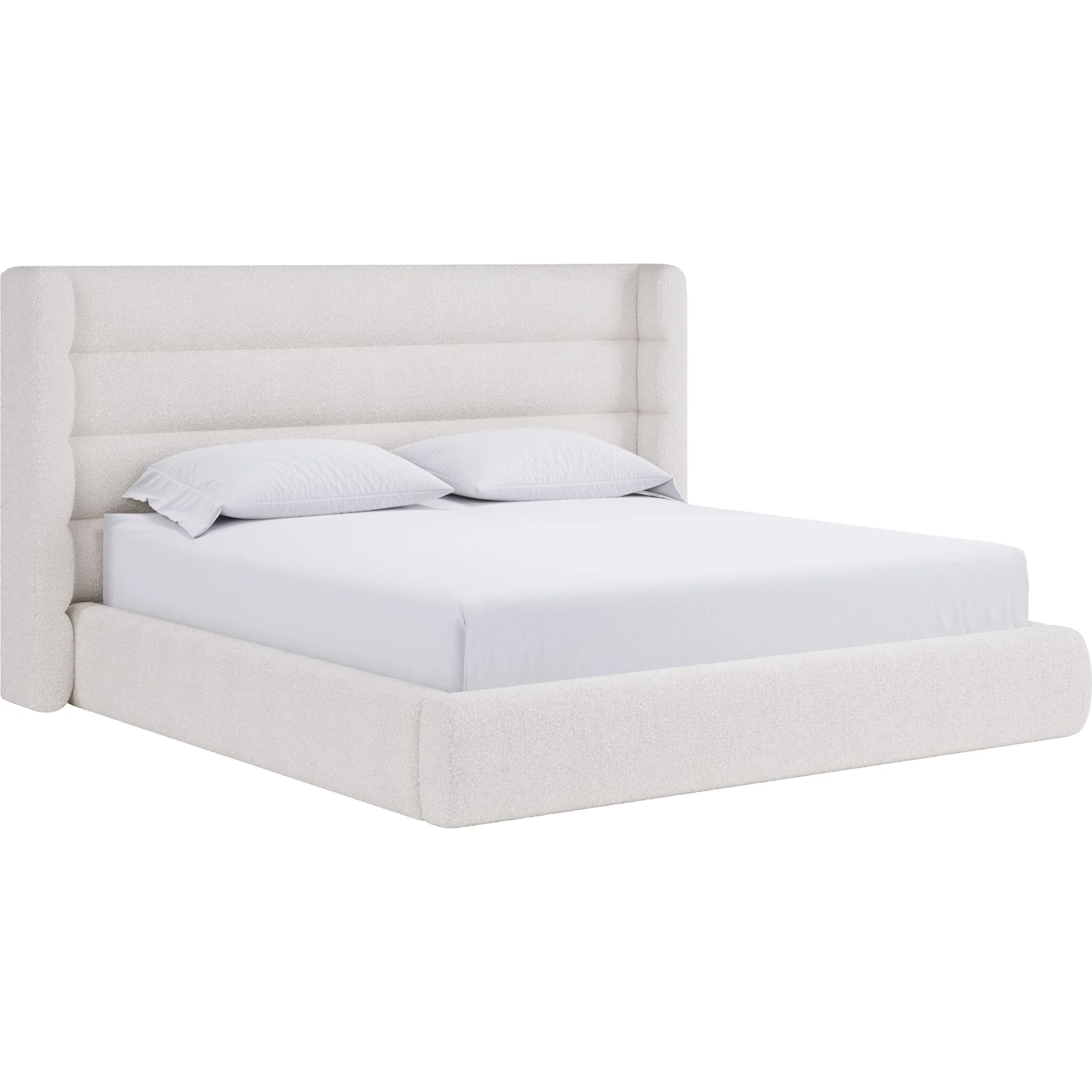 Frank Upholstered Wingback Platform Bed in Cottage Cheese Boucle (2026) - Image 6