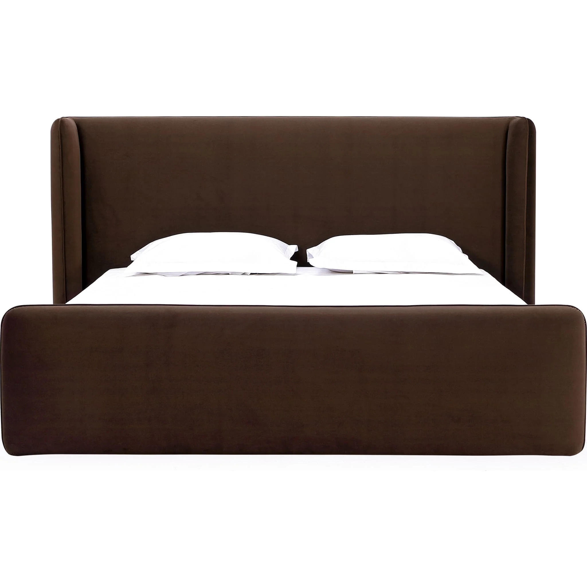 Bacall Velvet Upholstered Wingback Platform Bed in Cola - Image 5