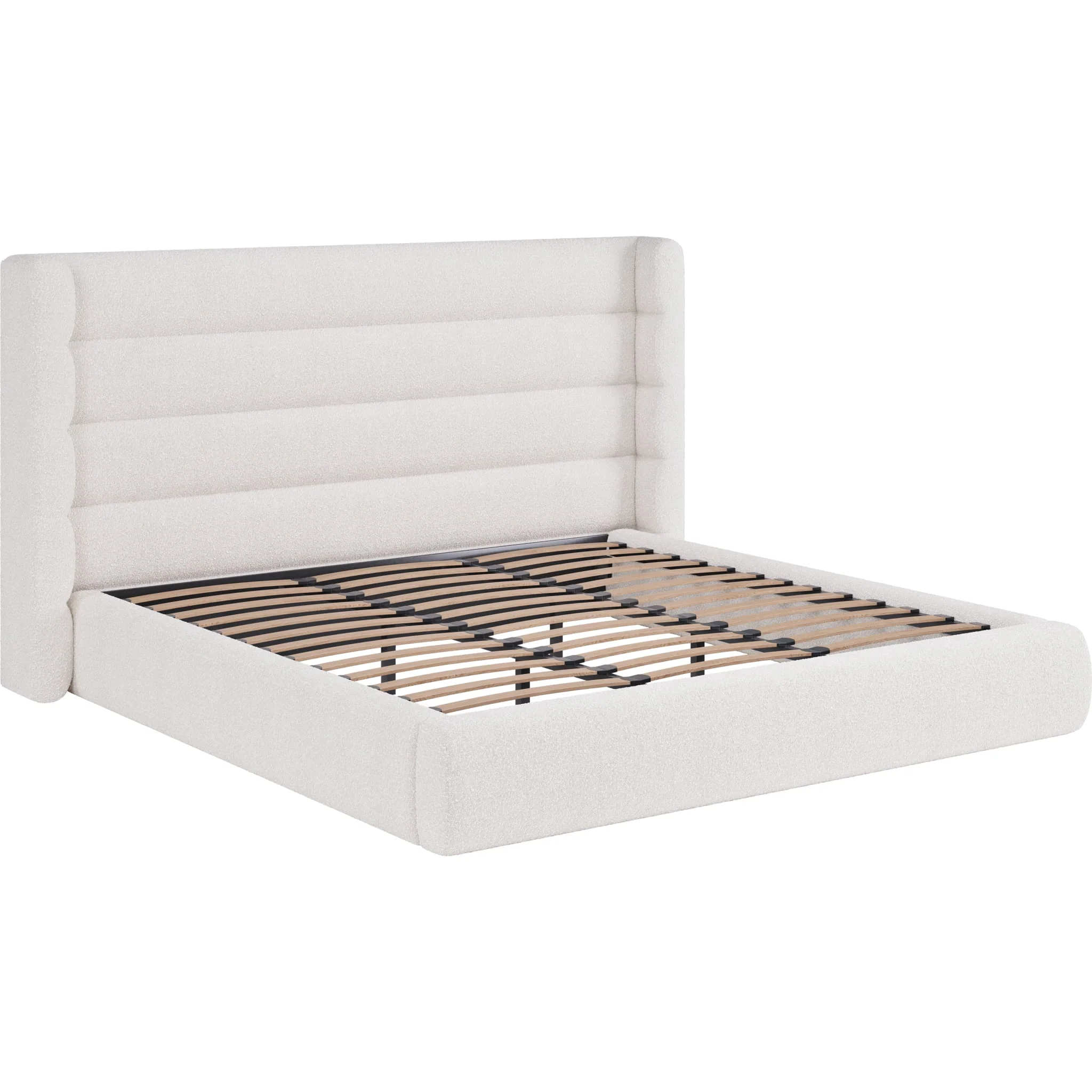 Frank Upholstered Wingback Platform Bed in Cottage Cheese Boucle - Image 8