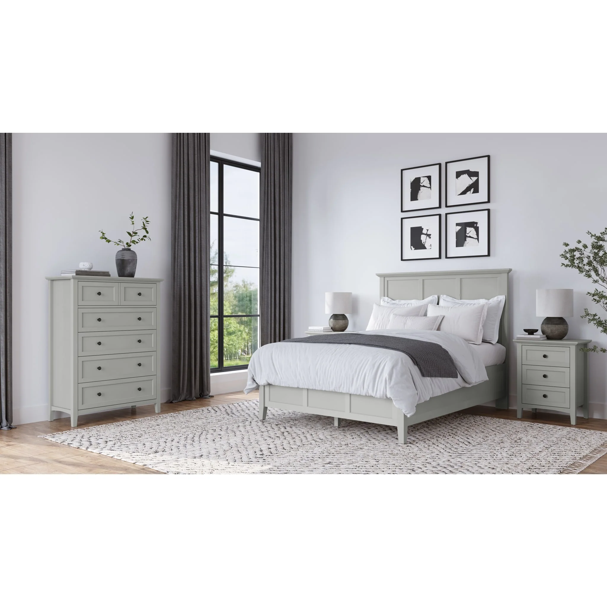 Grace Three Drawer Nightstand in Elephant Grey - Image 7
