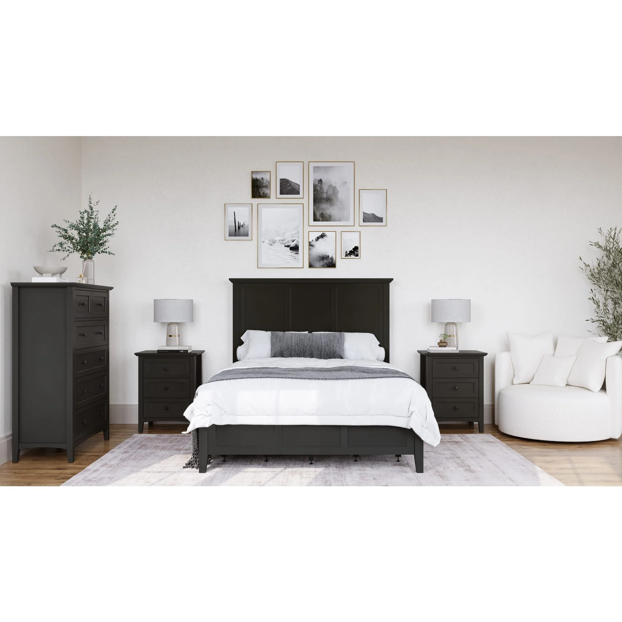 Grace Three Drawer Nightstand in Raven Black - Image 12