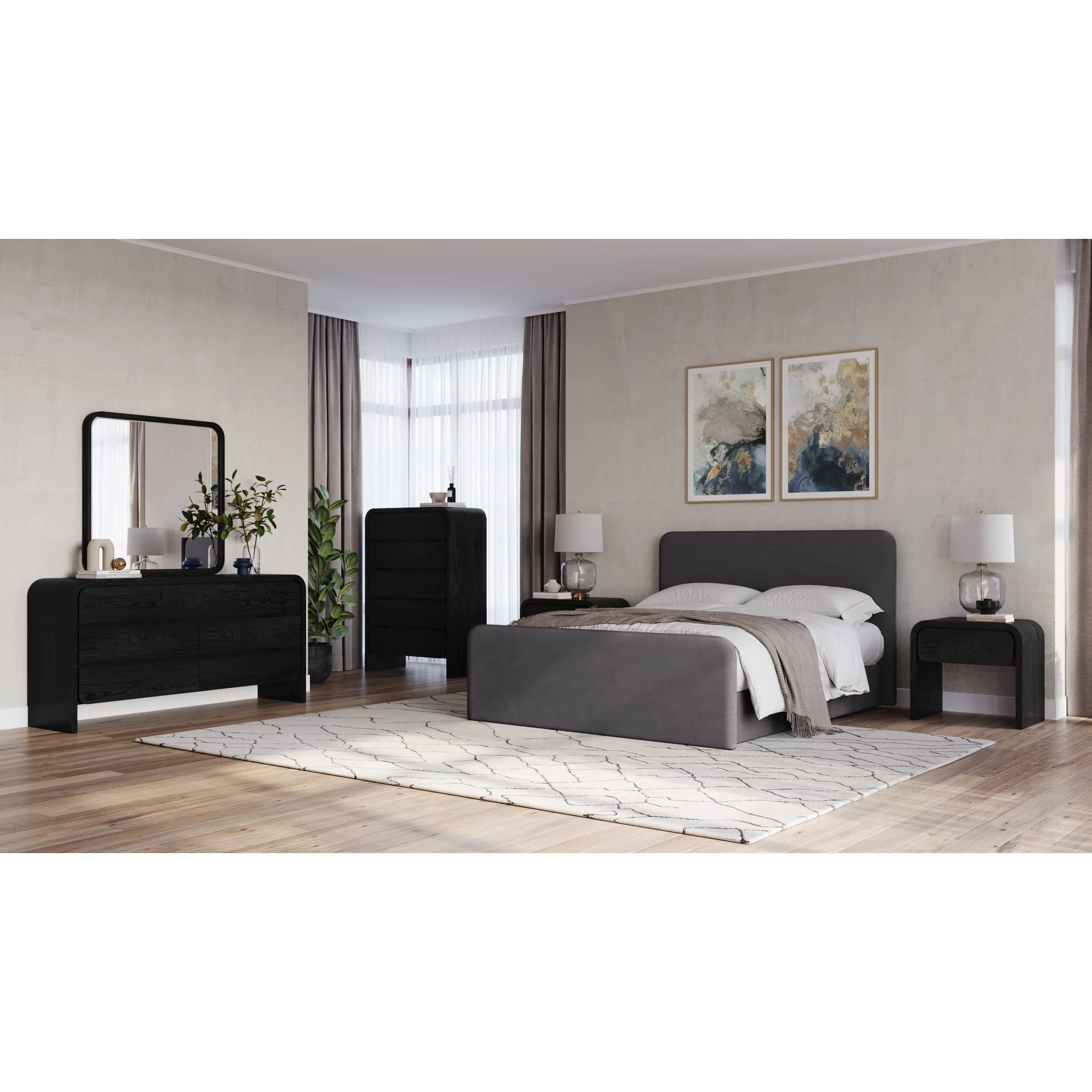 Elora One Drawer Nightstand in Jet Black Ash - Image 5