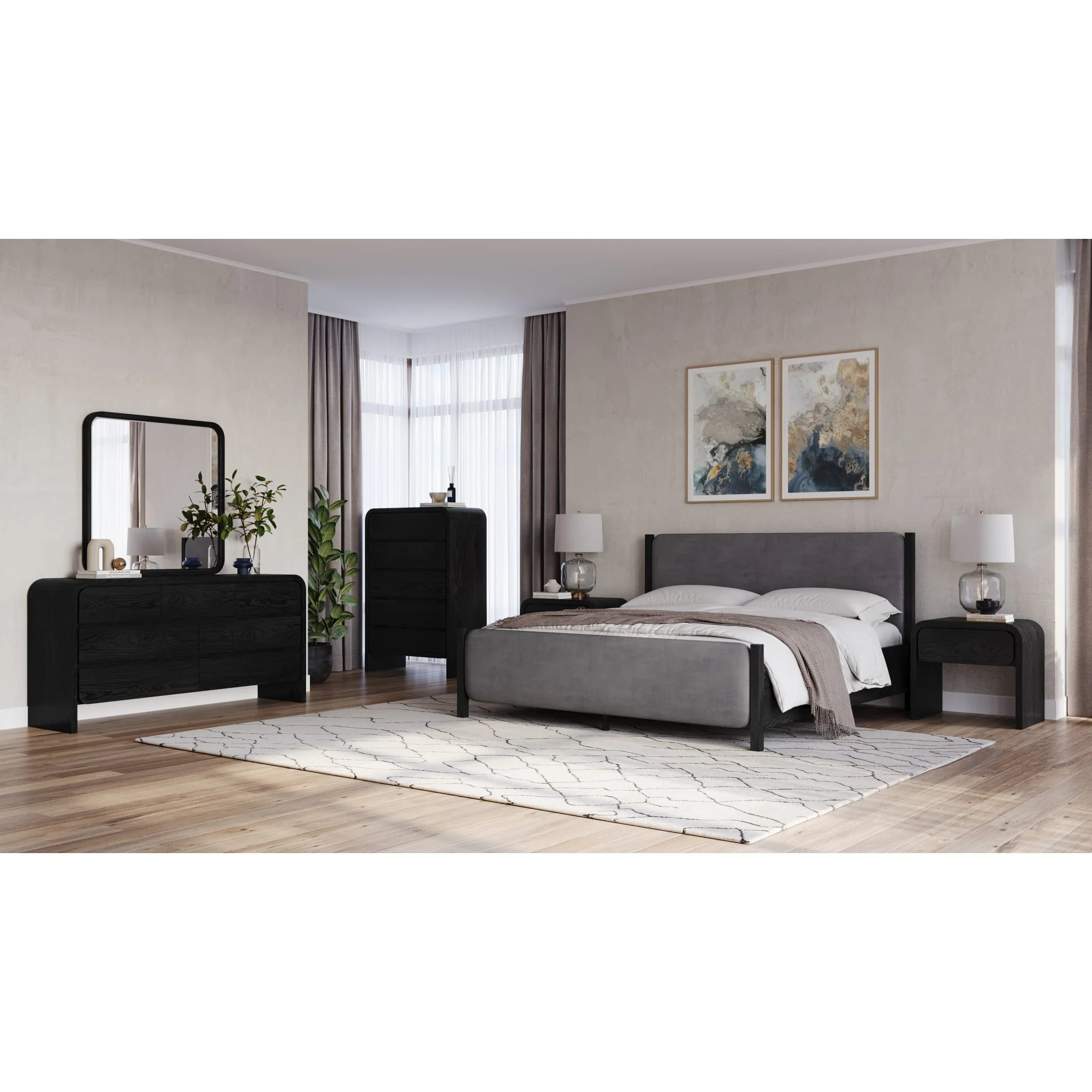 Elora Beveled Glass Mirror in Jet Black Ash - Image 5