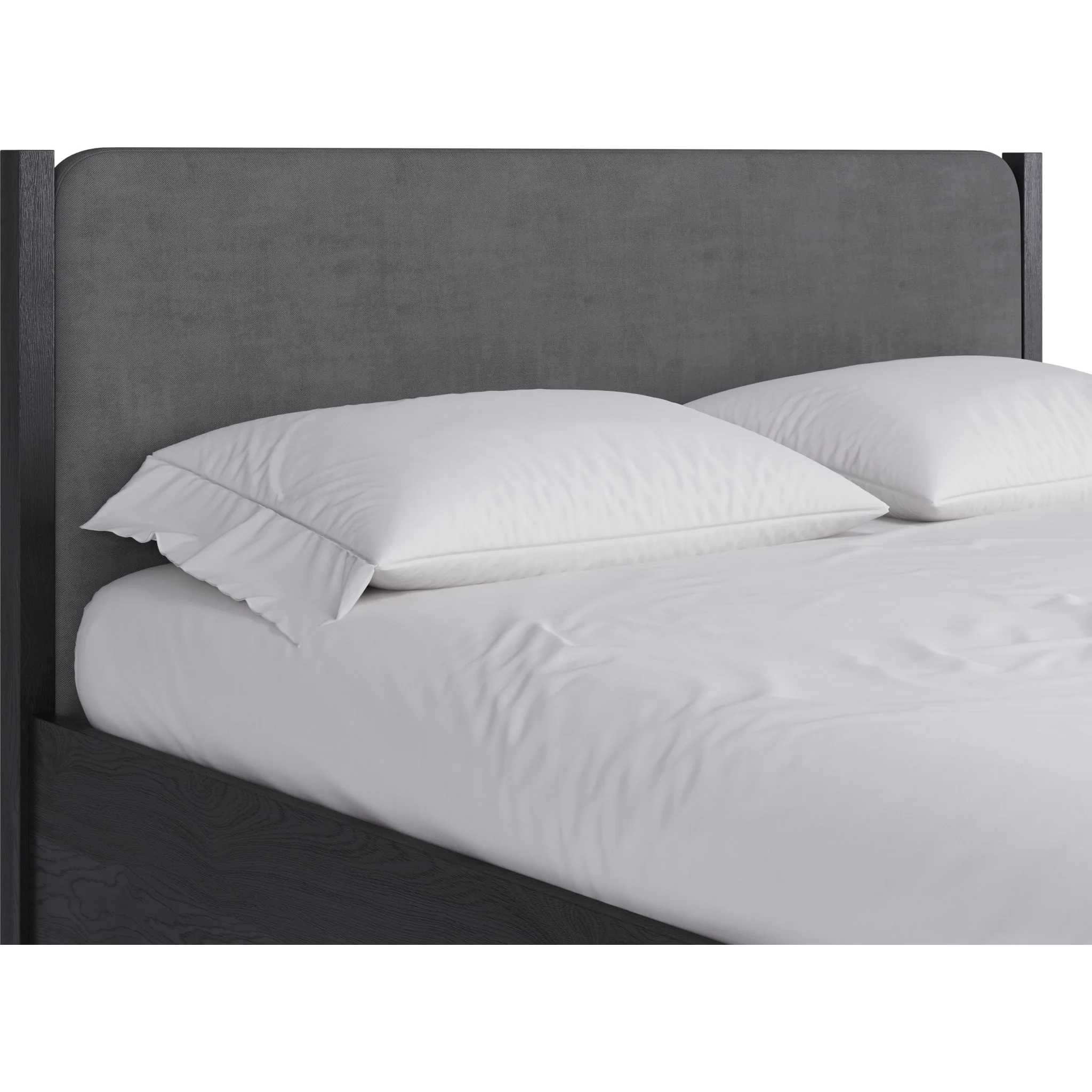 Elora Wood and Velvet Upholstered Bed in Jet and Charcoal - Image 3
