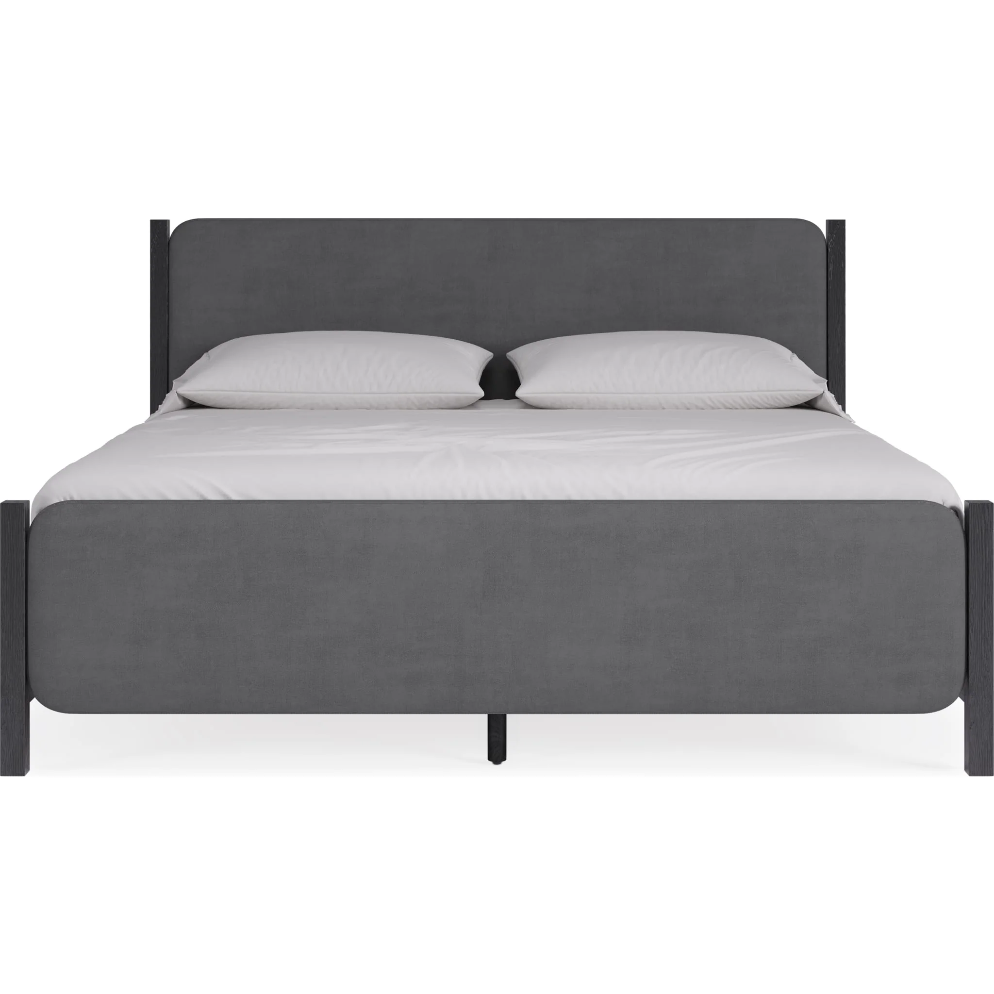Elora Wood and Velvet Upholstered Bed in Jet and Charcoal - Image 4
