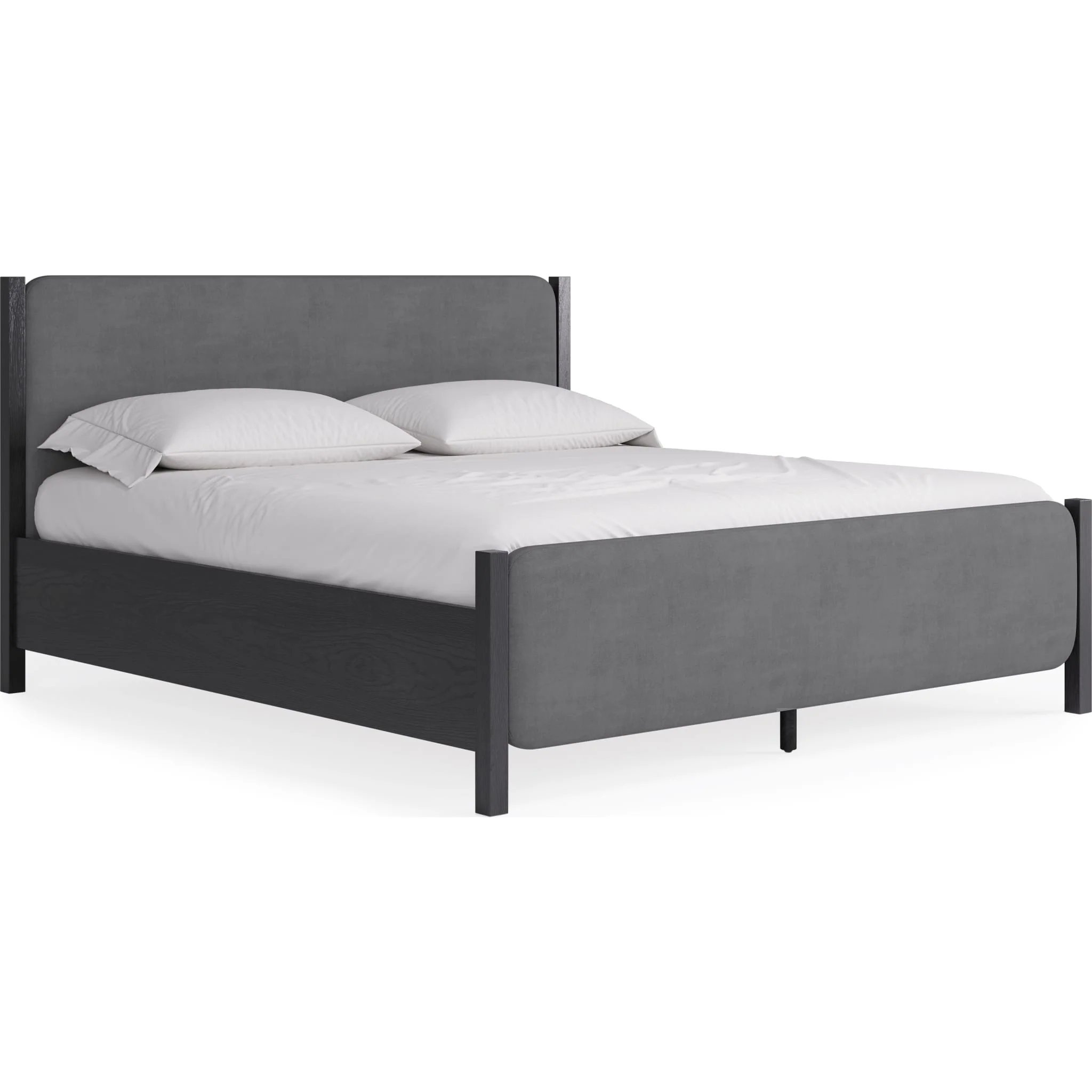 Elora Wood and Velvet Upholstered Bed in Jet and Charcoal - Image 5