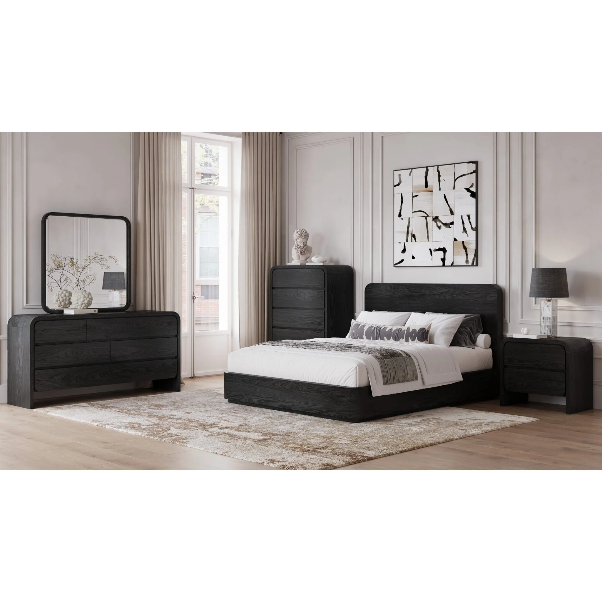 Elora Ash Wood Platform Bed in Jet - Image 5