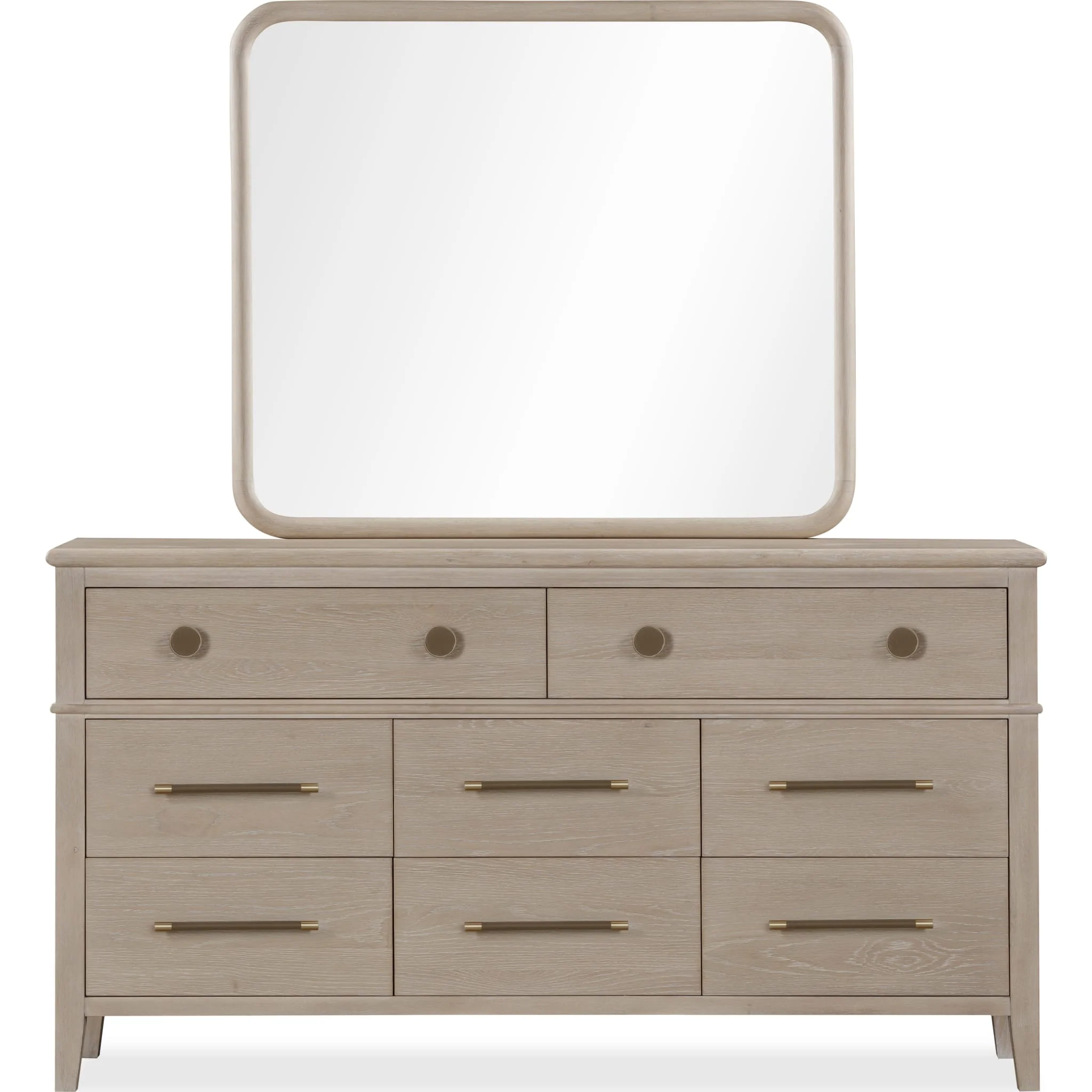Camden Eight Drawer Oak Wood Dresser in Chai - Image 3