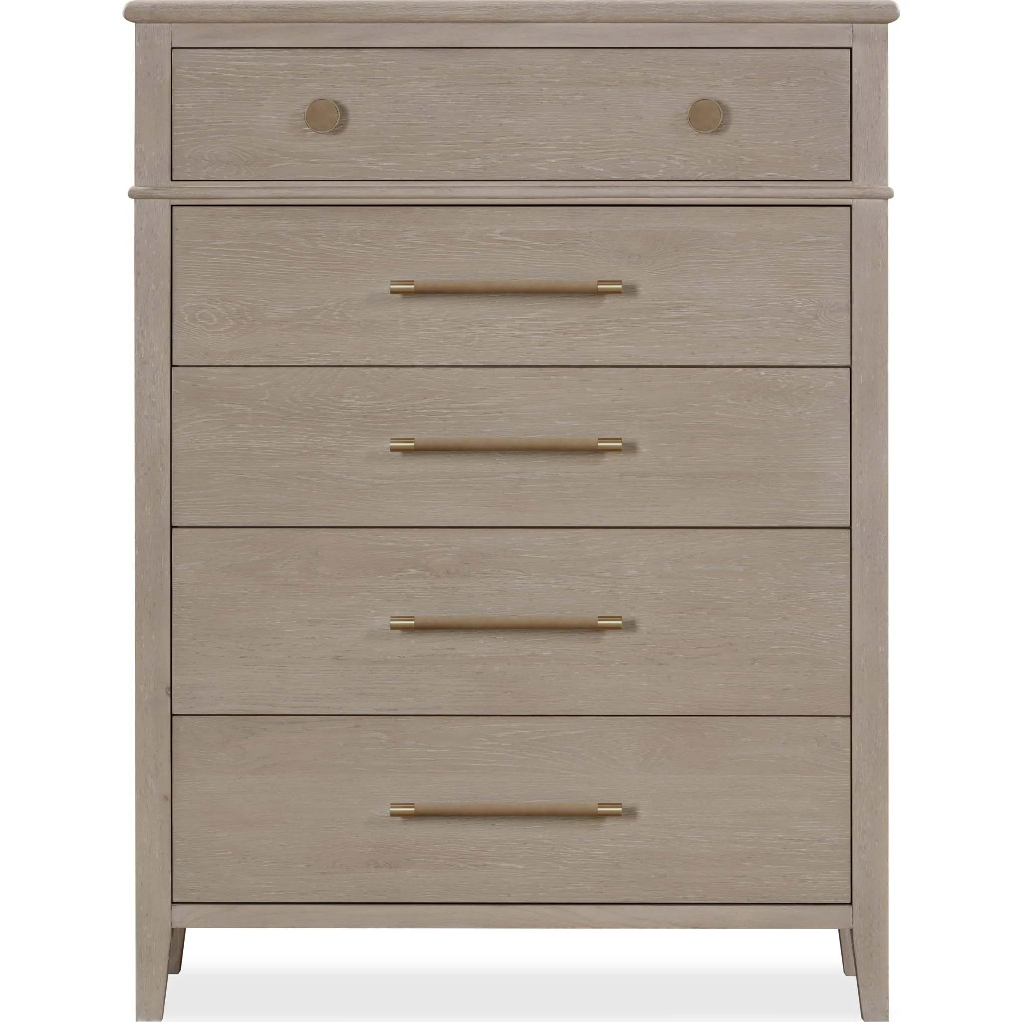 Camden Five Drawer Oak Wood Chest in Chai - Image 3