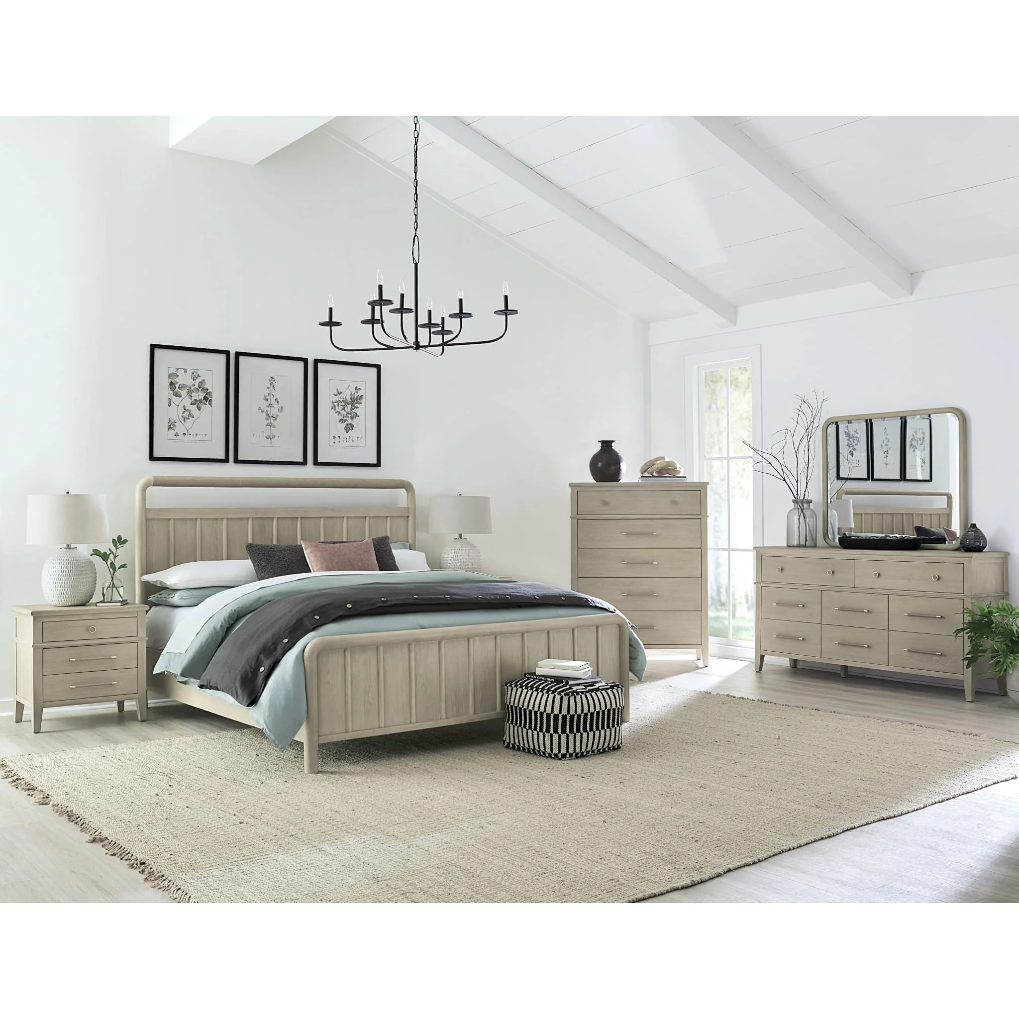 Camden Five Drawer Oak Wood Chest in Chai - Image 4
