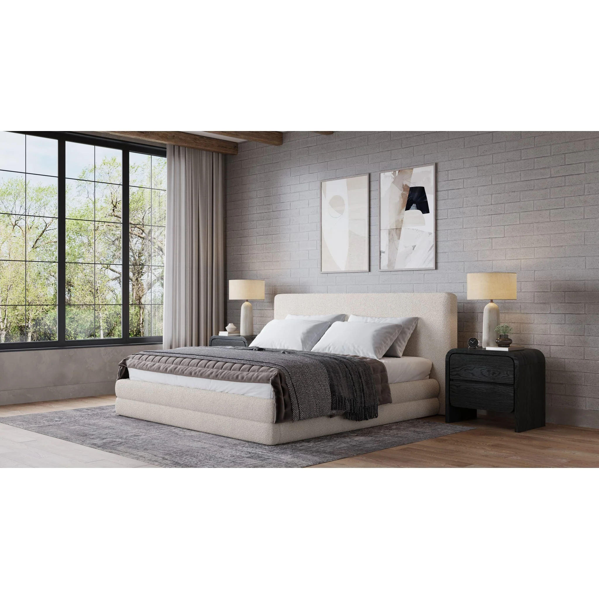 Maya Upholstered Platform Bed in Brun Boucle (2026) - Image 3
