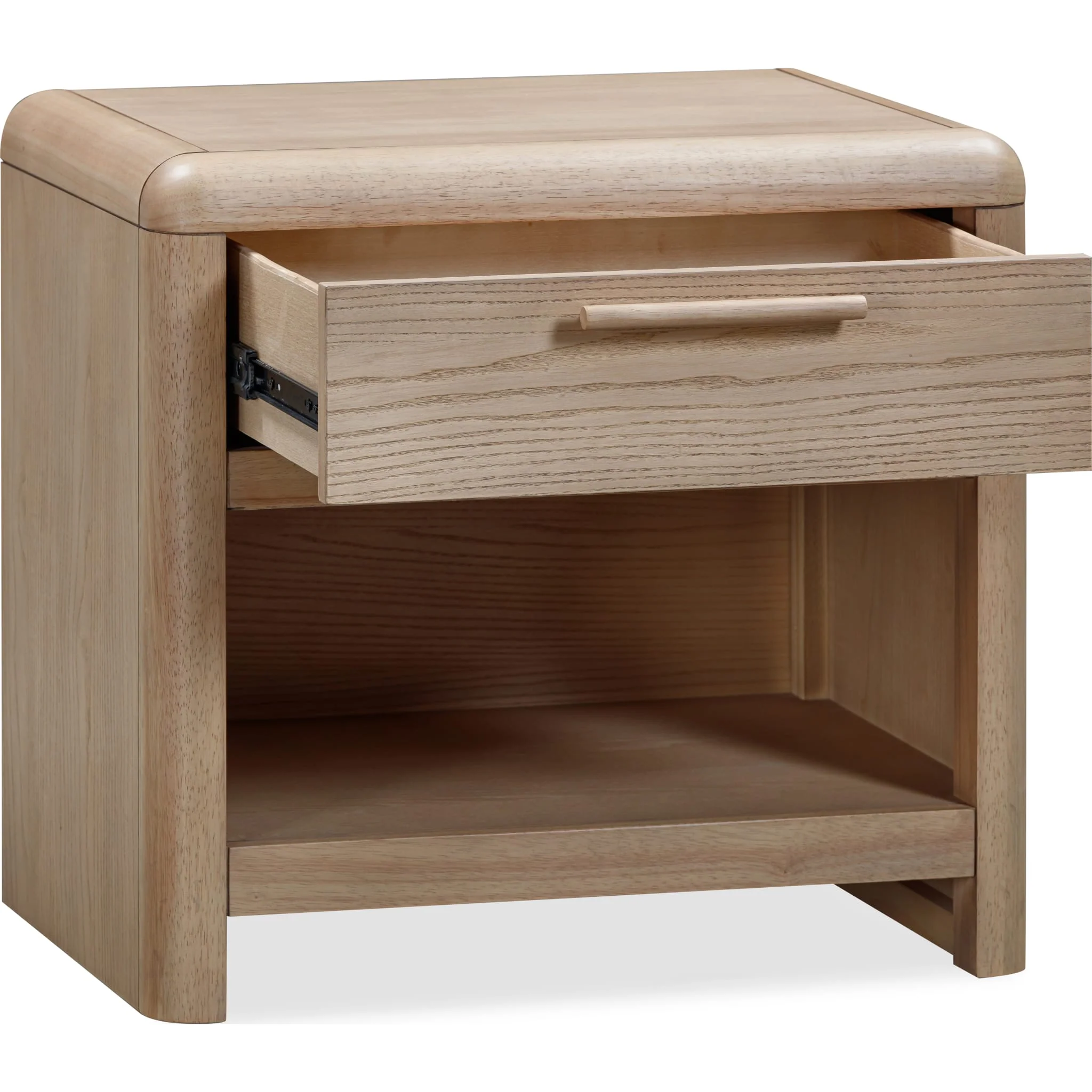 Furano One Drawer One Shelf Ash Wood Nightstand in Ginger - Image 4