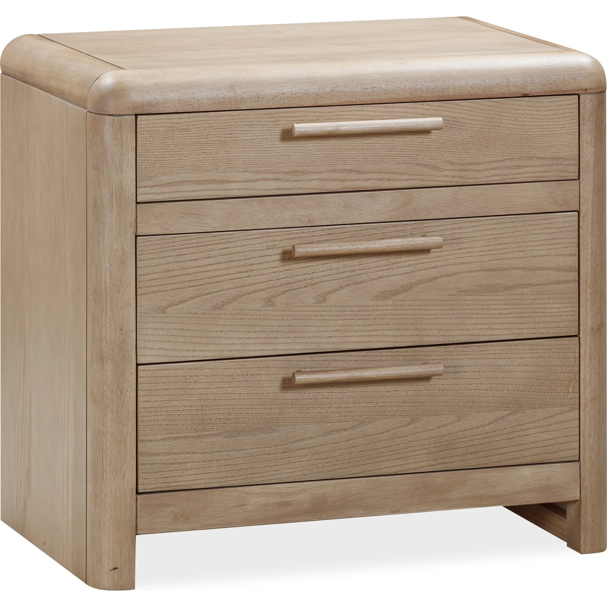 Furano Three Drawer Ash Wood Nightstand in Ginger - Image 3