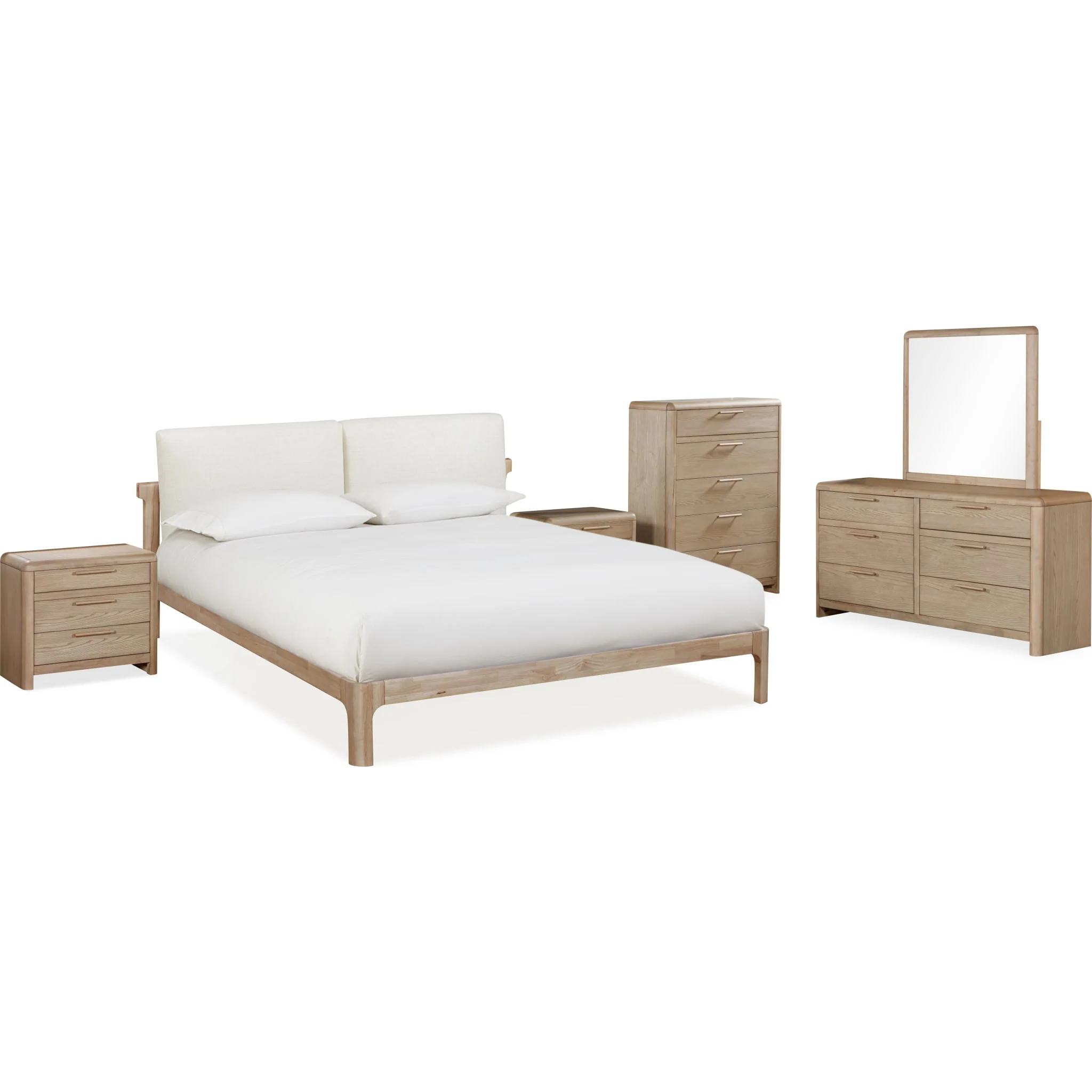 Furano Upholstered Two Cushion Platform Bed in Ginger and Natural Linen - Image 10