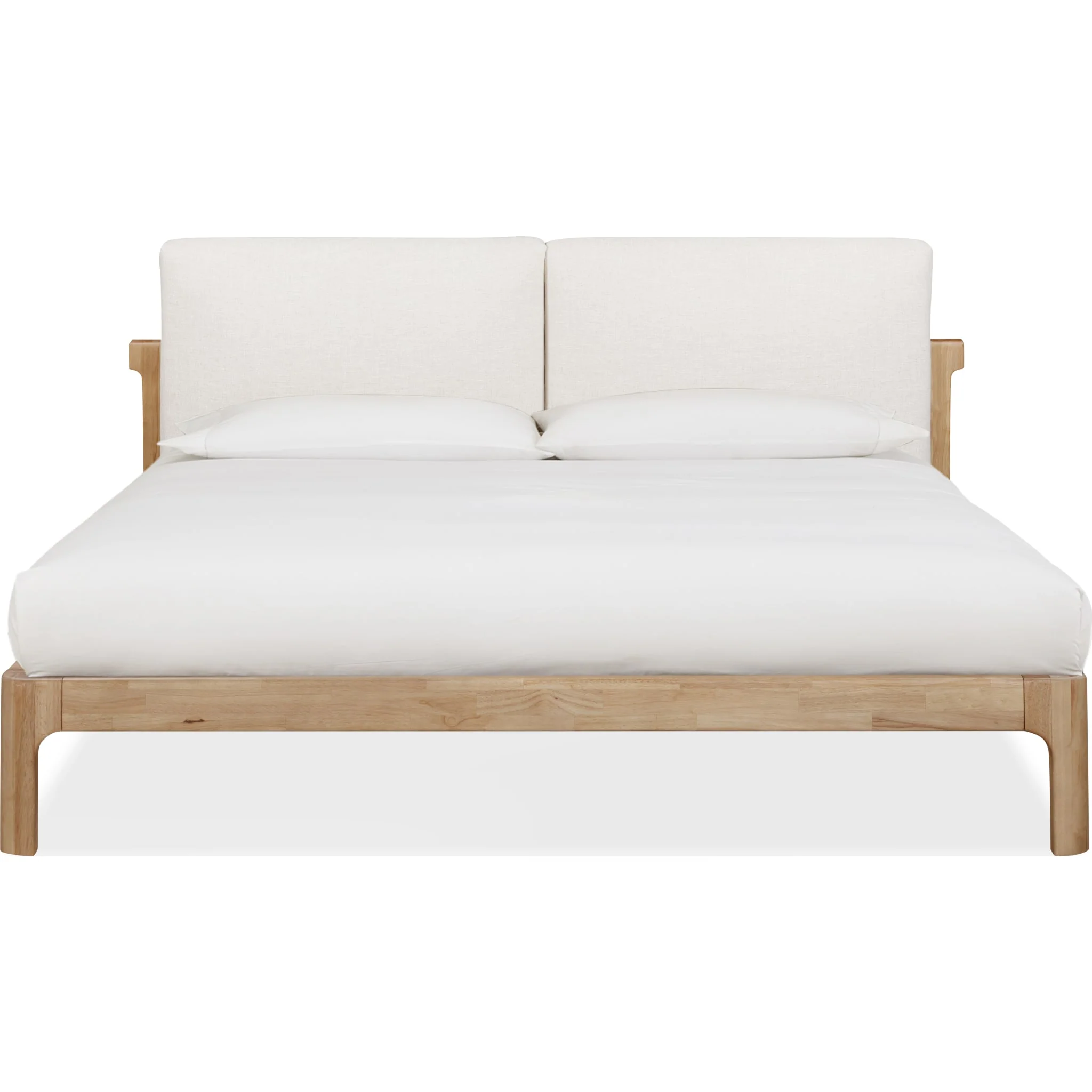 Furano Upholstered Two Cushion Platform Bed in Ginger and Natural Linen - Image 4