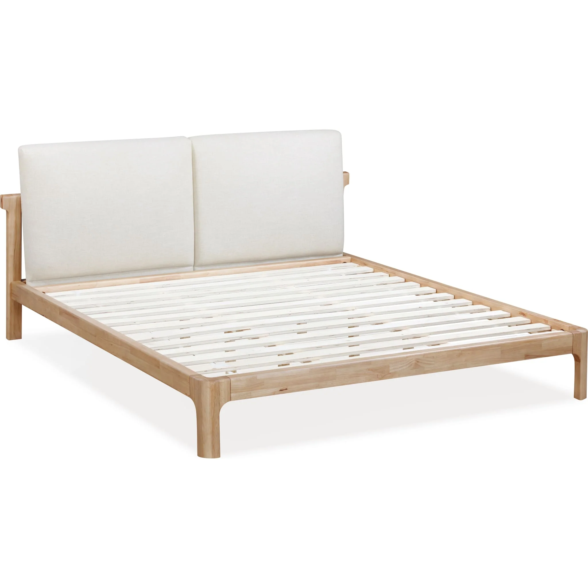 Furano Upholstered Two Cushion Platform Bed in Ginger and Natural Linen - Image 8