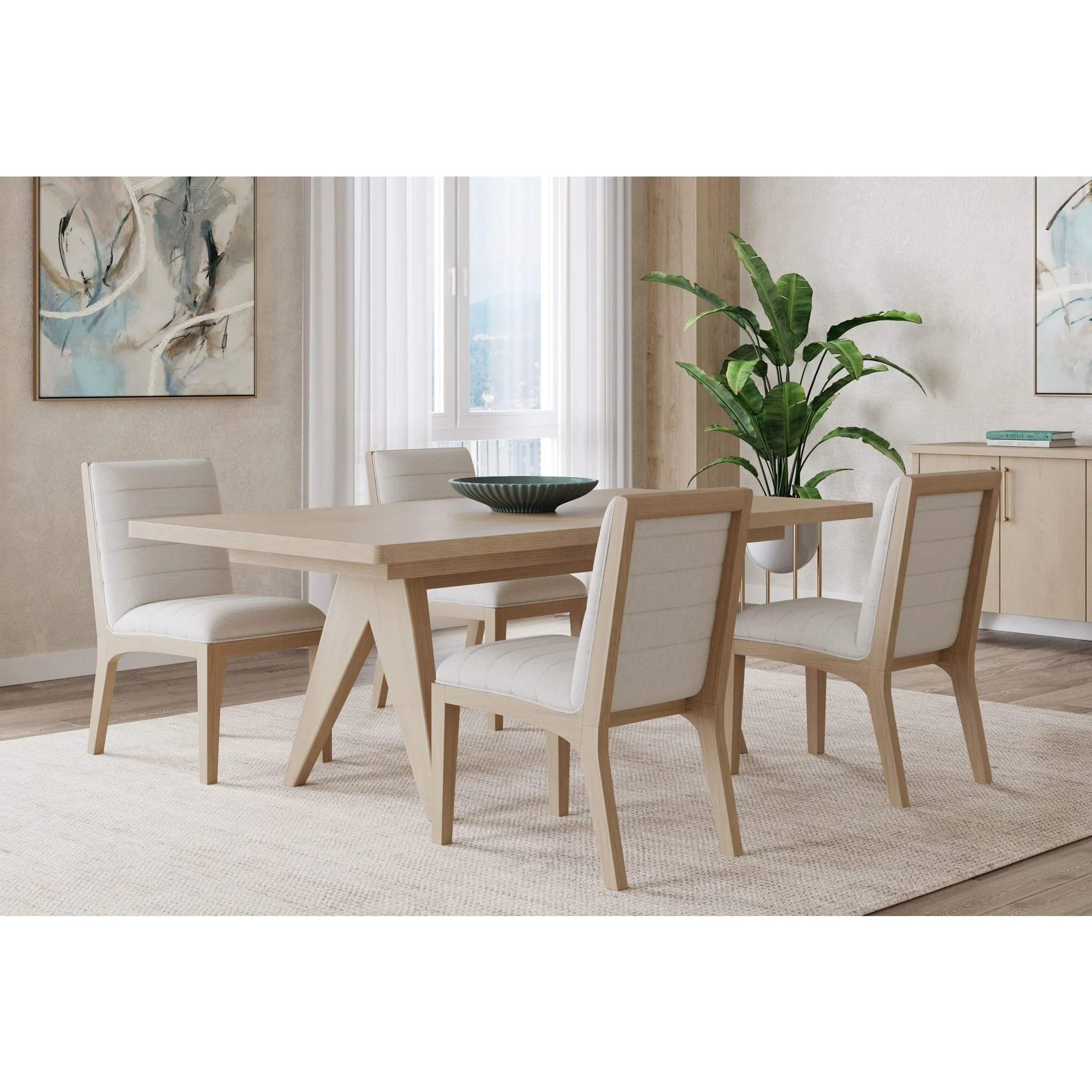 Sumire Solid Wood Dining Chair in Ginger and Natural Linen - Image 4