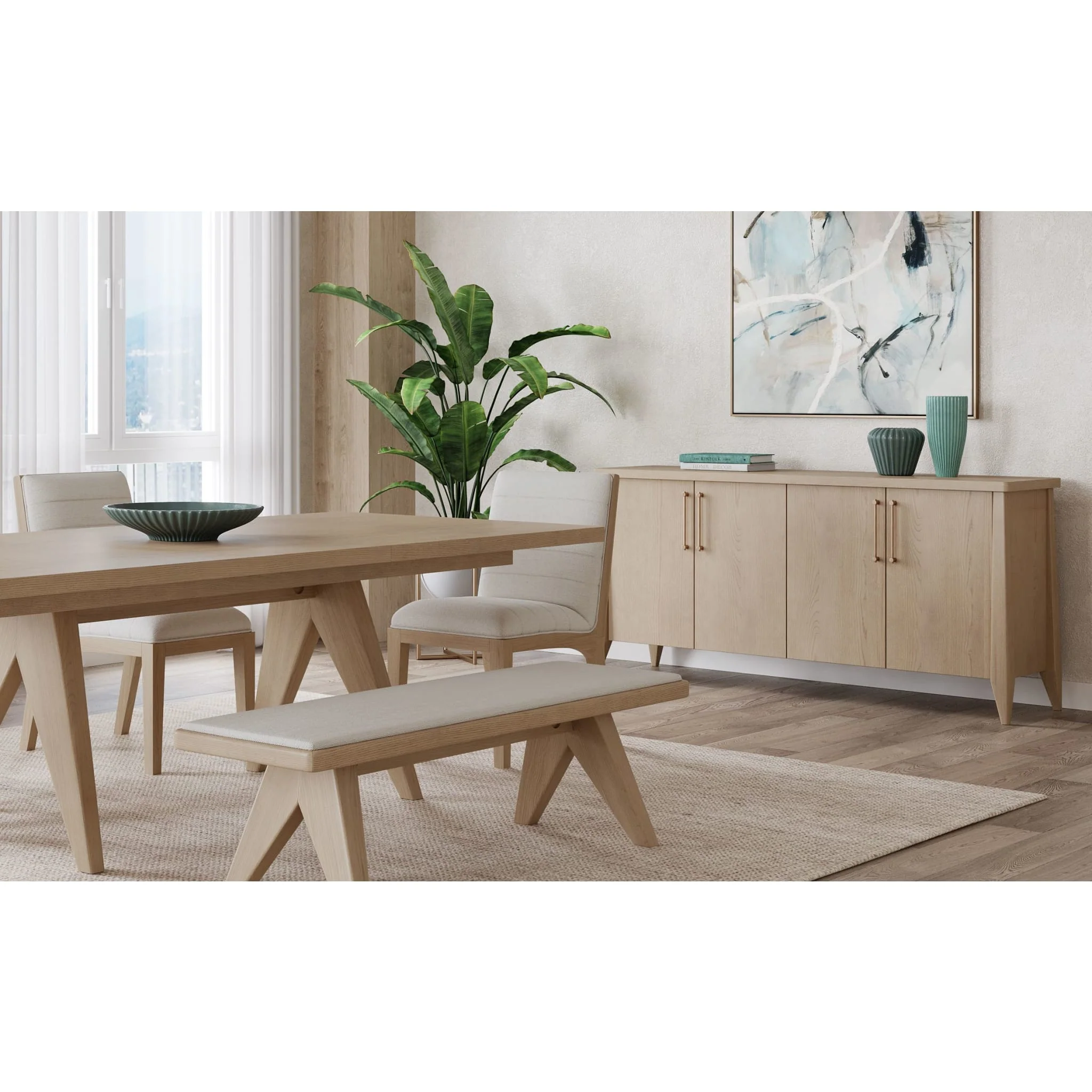 Sumire Four Door Ash Wood Sideboard in Ginger - Image 4