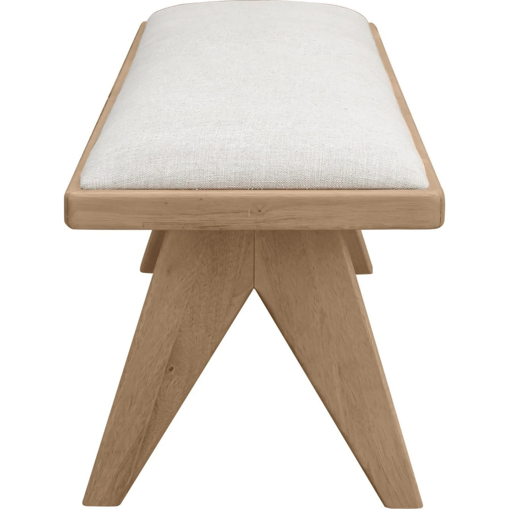 Sumire Upholstered Bench in Ginger and Natural Linen - Image 3