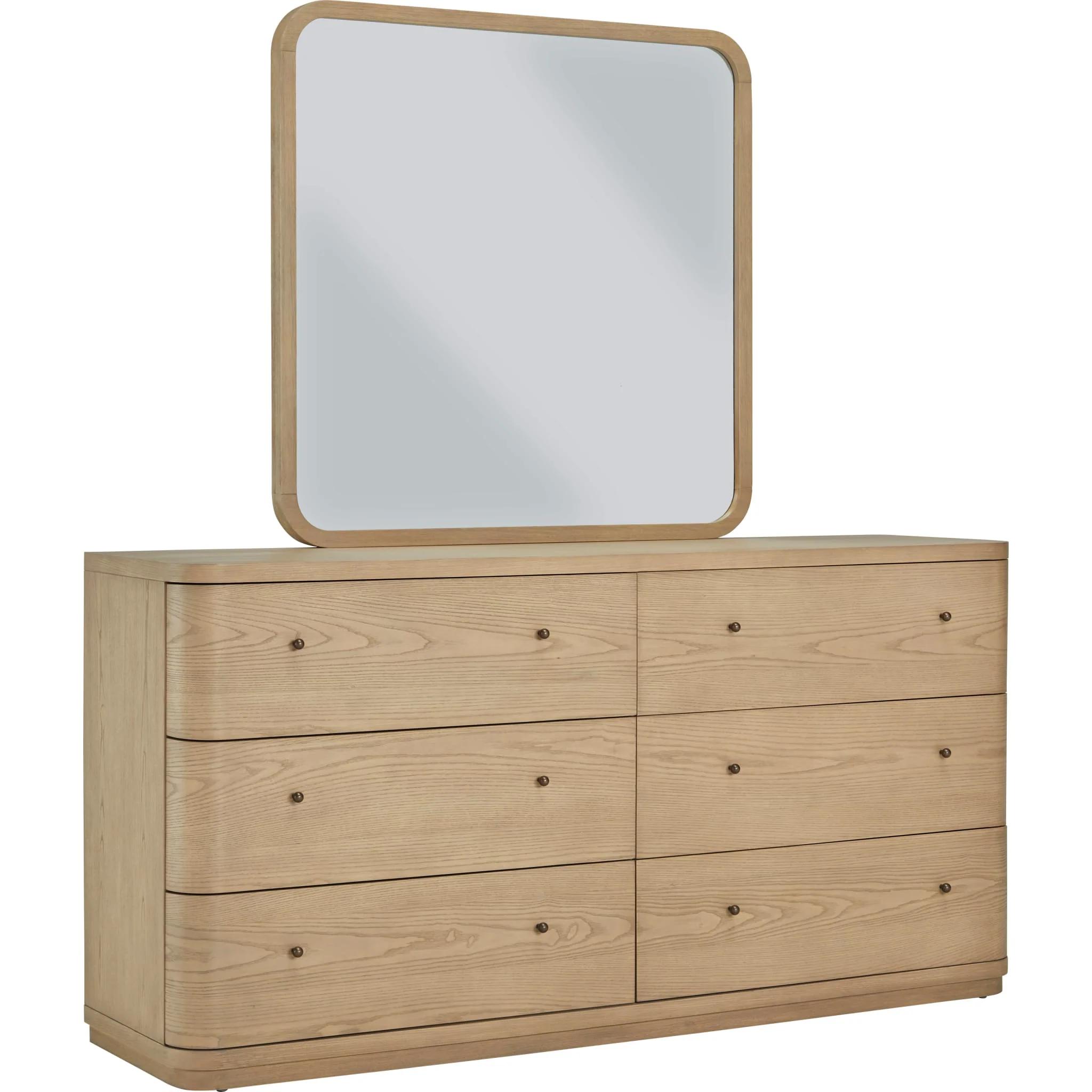 Penny Beveled Glass Wall or Dresser Mirror in Buff Cream - Image 5