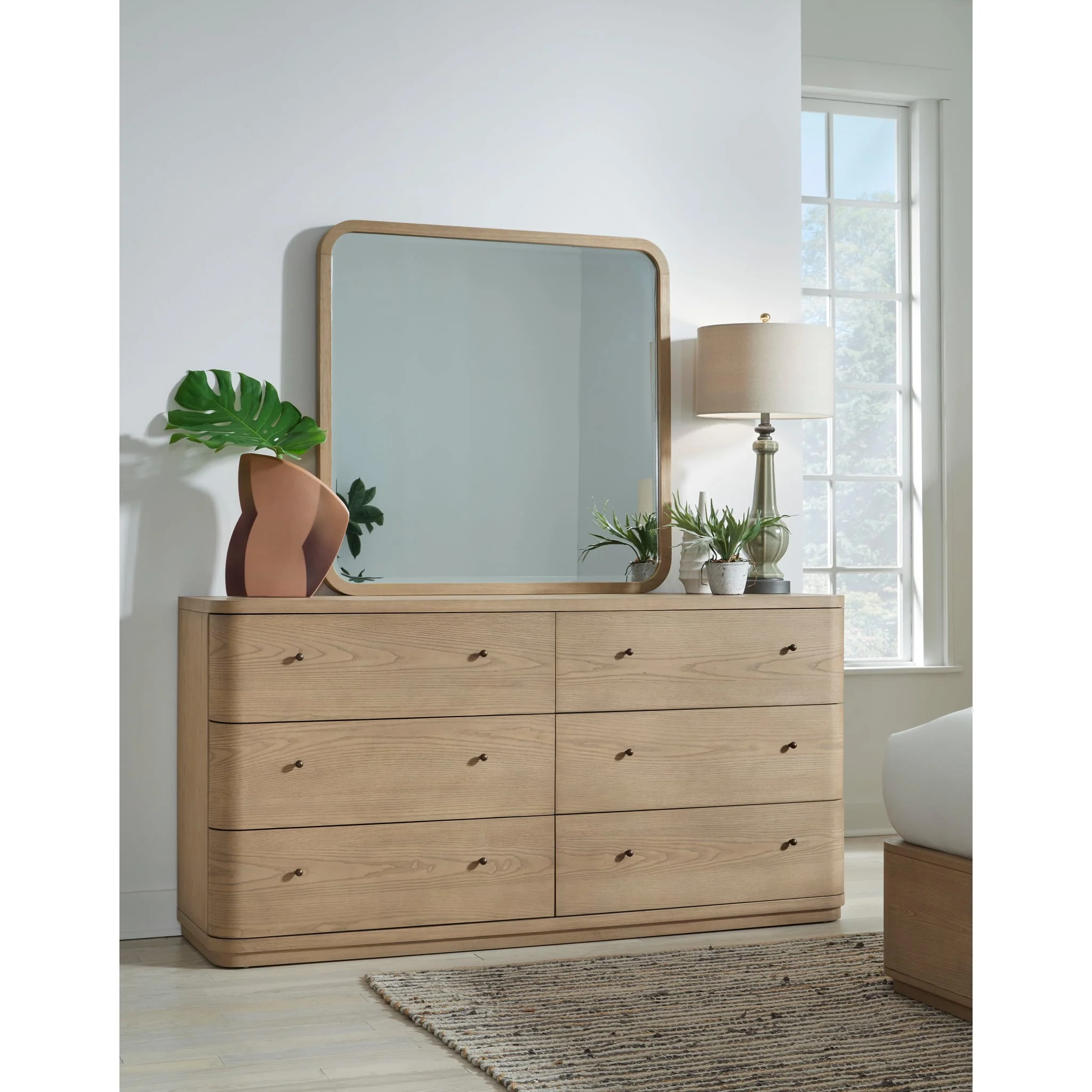 Penny Beveled Glass Wall or Dresser Mirror in Buff Cream - Image 6