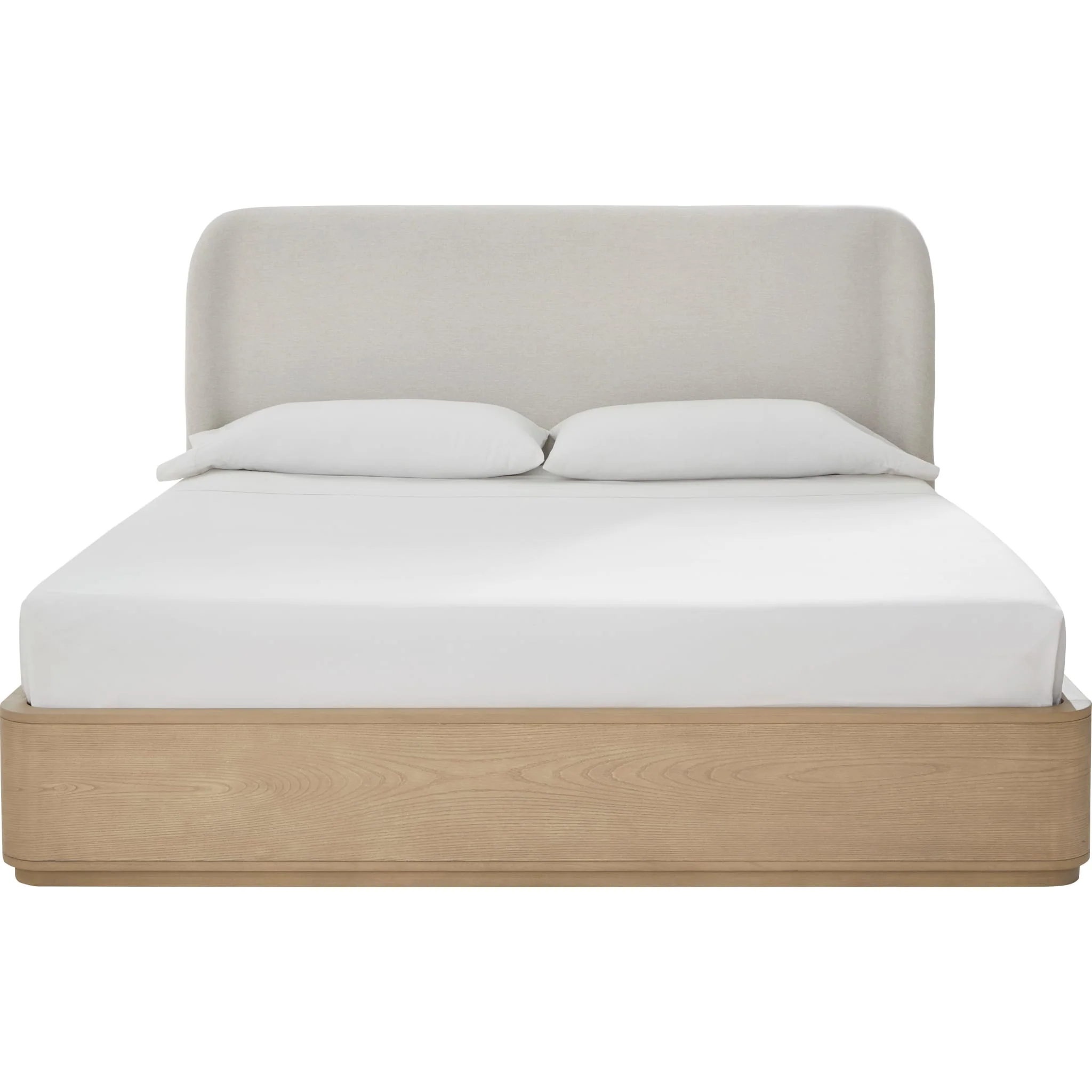 Penny Upholstered Platform Bed in Buff Cream Ash and Oatmeal Linen - Image 3